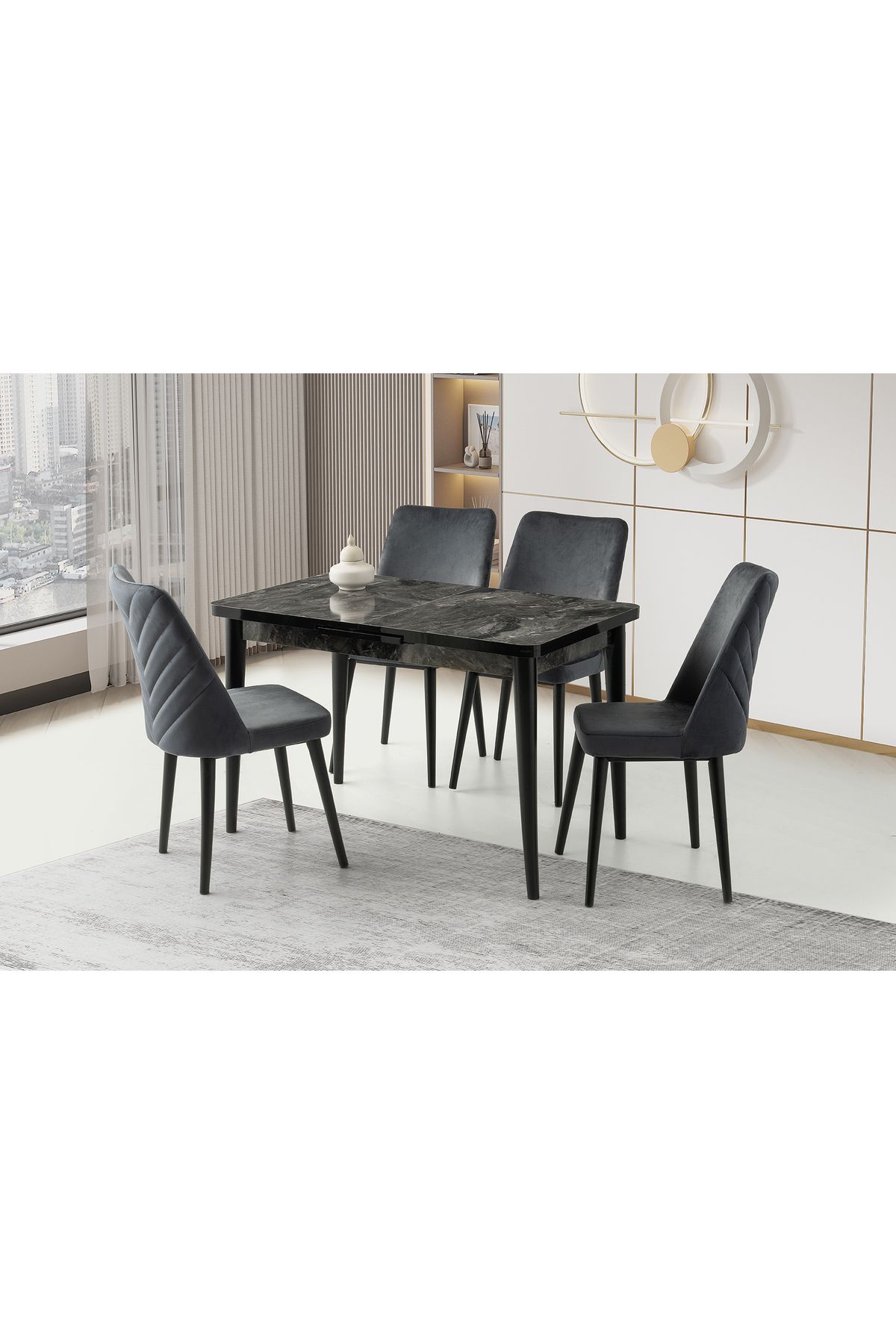Levent Mobilya Aksesuar PESCA MASA, TİLYA SANDALYE, SİYAH, 120x70