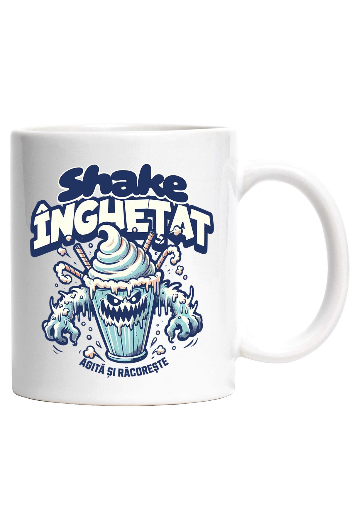 StoryGift Romania Cana Shake Inghetat Agita Si Racoreste Pahar Furios, 330ml, Ceramic Cu Maner Alb, Cu Maner Alb Stg - One Size
