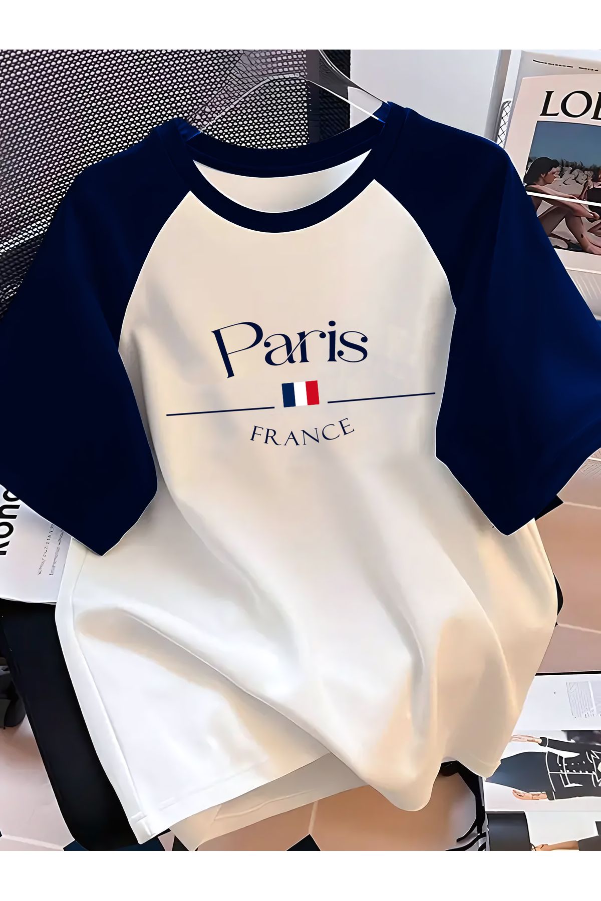 SELF CONTROL Unisex Terletmez Dayanıklı T-Shirt | Paris Yazı Tasarım Baskılı Saks Reglan Kol