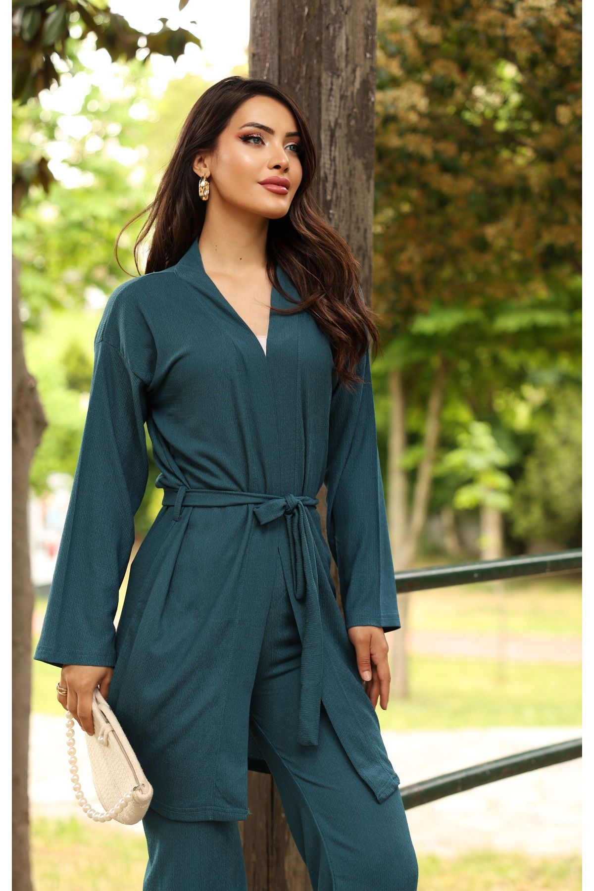 Giyince Kemerli Kimono Takım