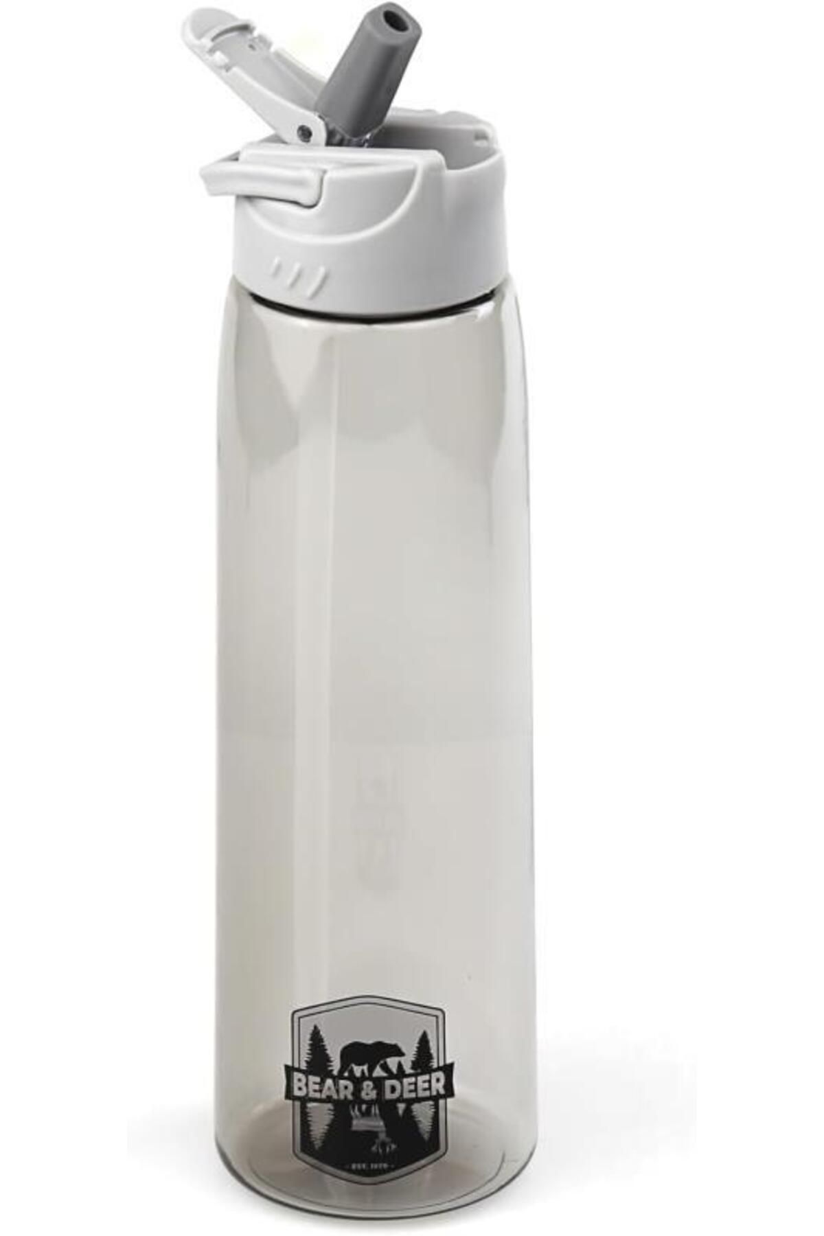 Bear&Dear Bear&Deer Pastel Gri Şeffaf Plastik Matara 750 ML - MT0005