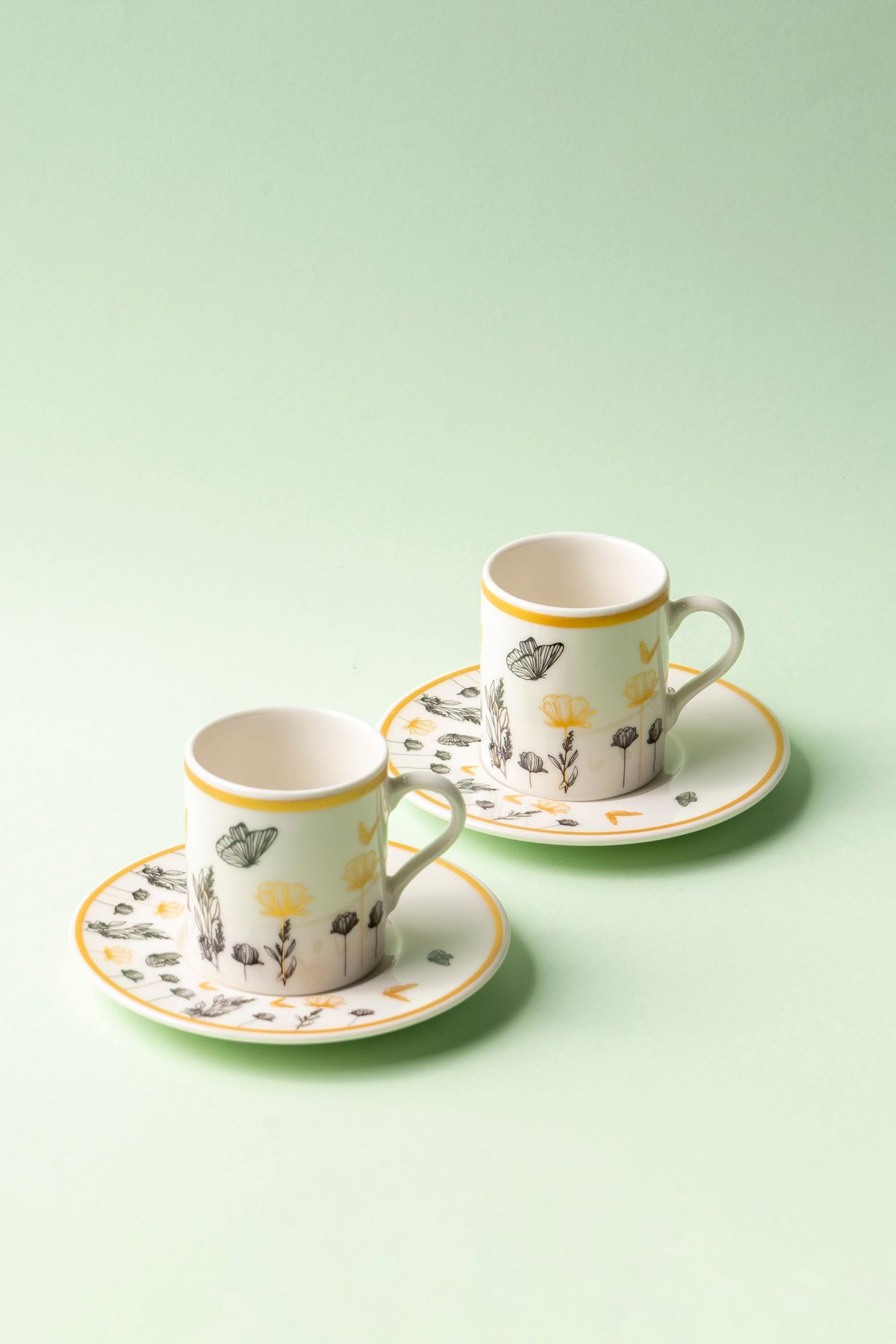 FH finehome Butterfly Porselen 4 Parça 2'li Fincan Takımı