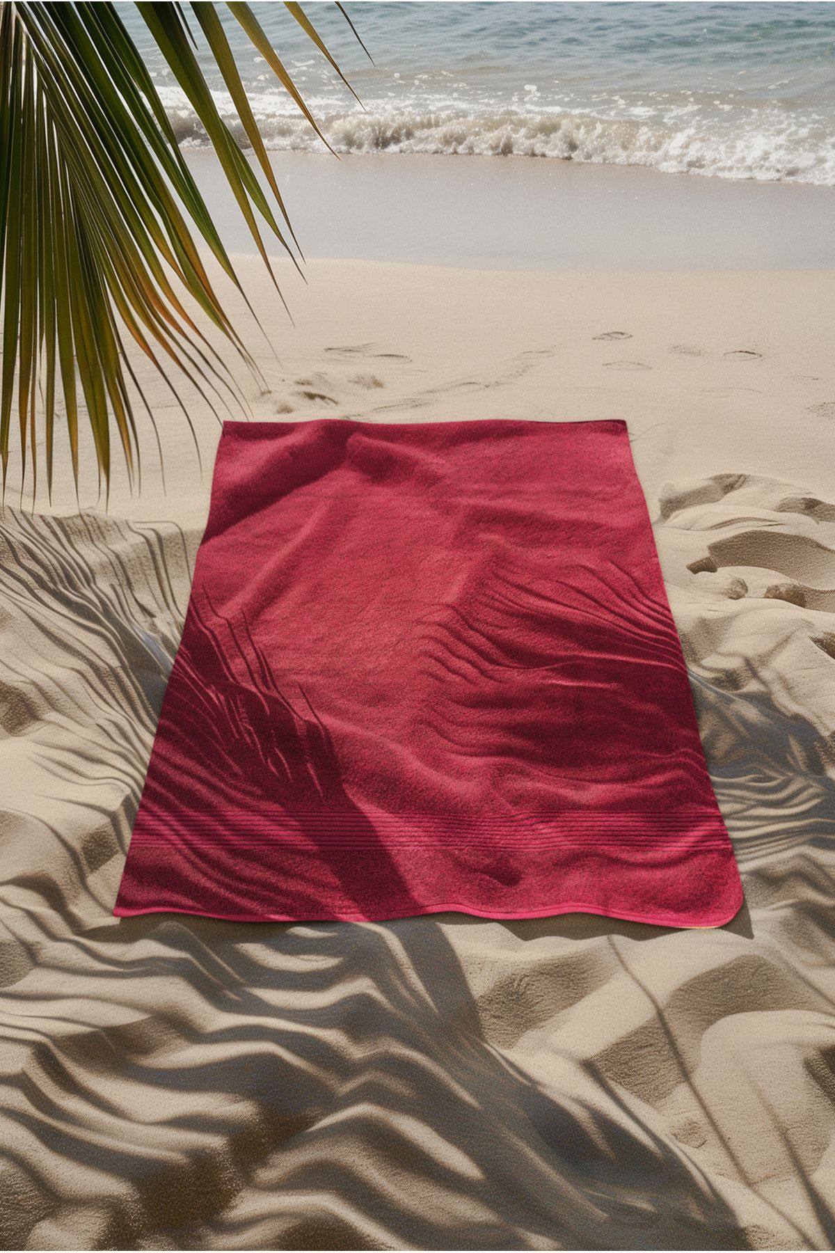 Ellaline Bordo Plaj Havlusu %100 Pamuk Sertifikalı Deniz & Havuz Havlu 70x140cm
