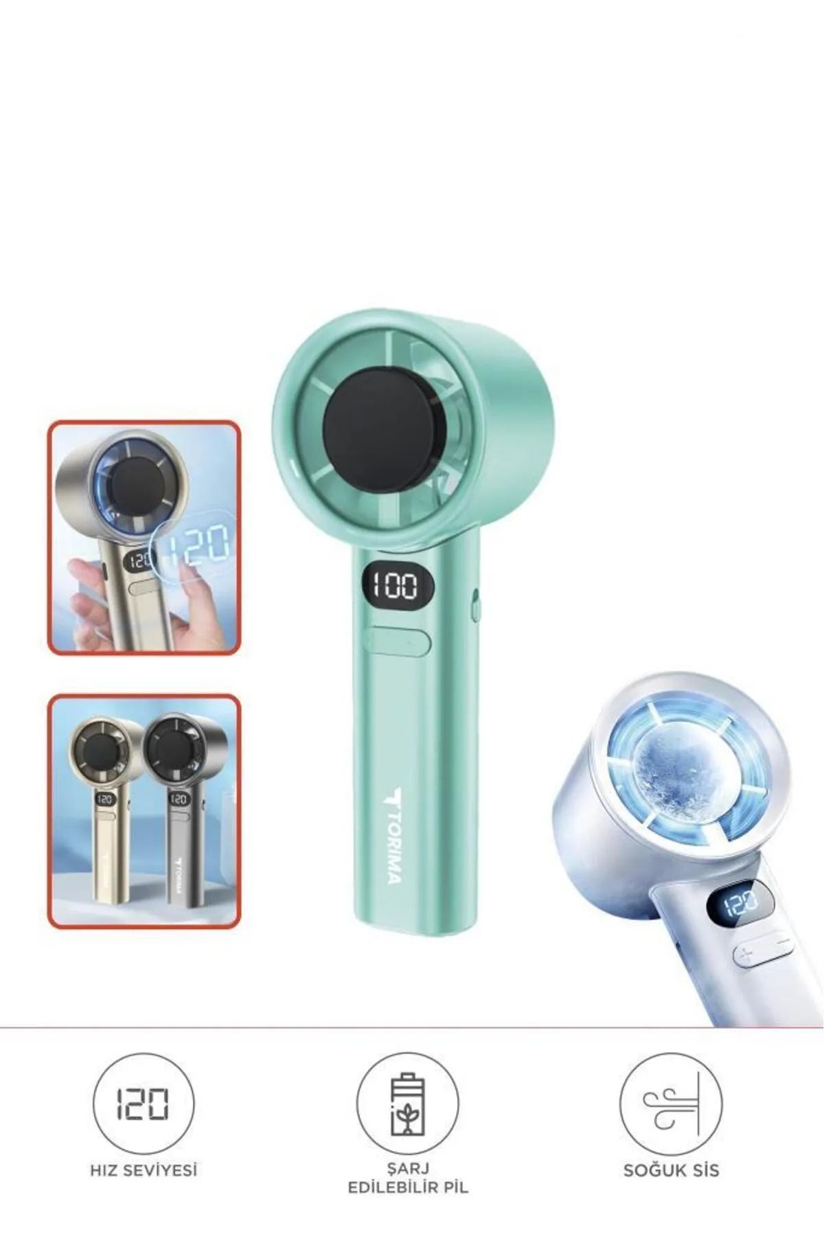 MASLİNG Dijital Ekranlı El fanı Masa fanı 120 Hız Ayarlı Taşınabilir Mini Fan vantilatör MAS-82