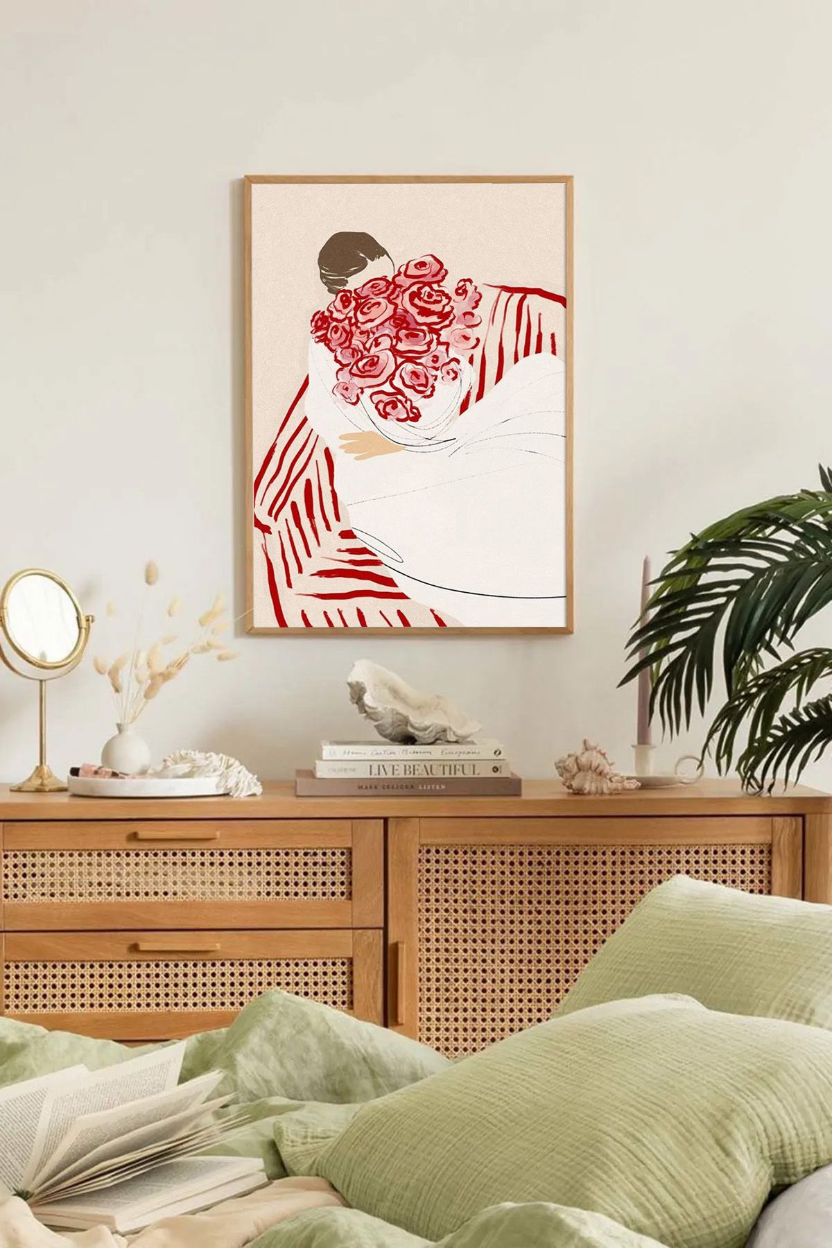 Dekorsiahome Tek Parça Ahşap Çerçeveli Oturma Odası Salon Mutfak Tablo TK0199