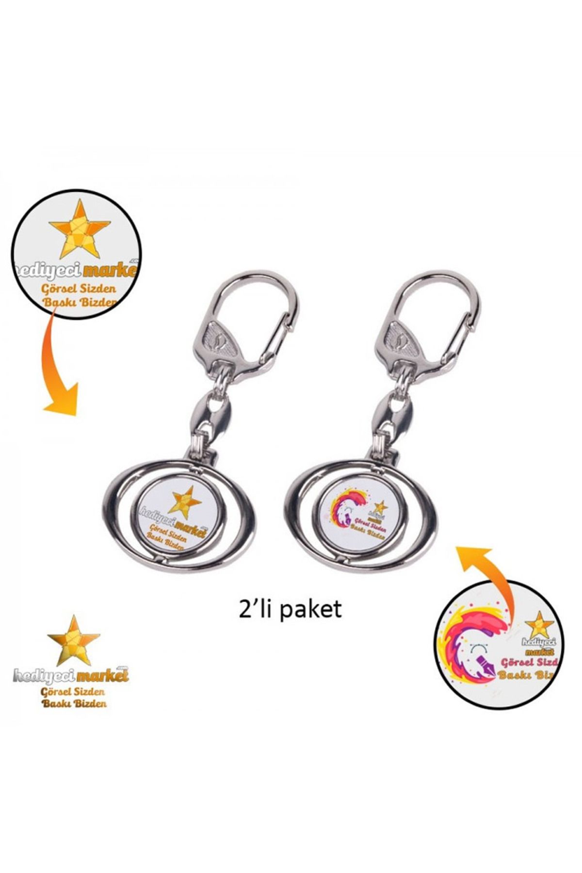 Hediyeci Market Kişiye ve Kurumlara Özel Süblimasyon Vivaldi Çift Taraflı Metal Anahtarlık - 2'li Paket