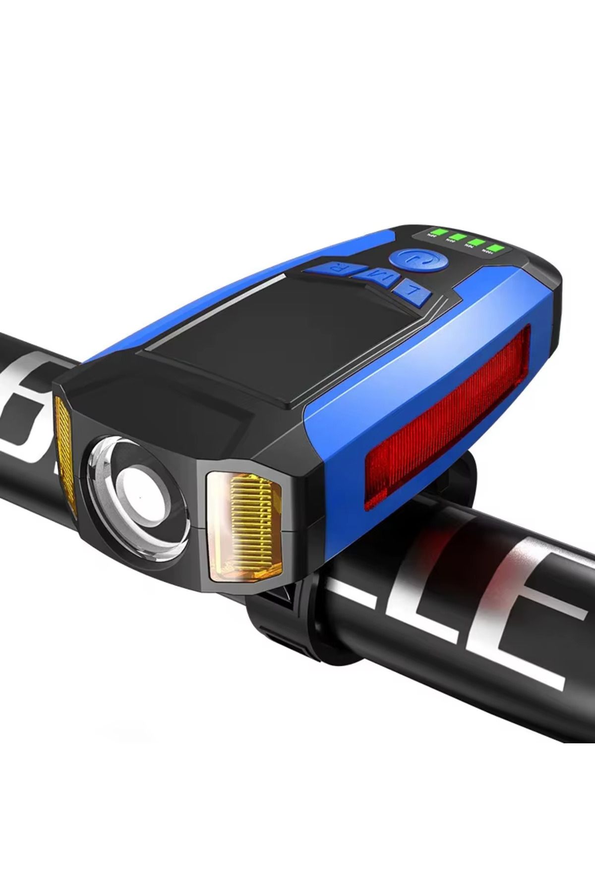 Streak Bisiklet Led Fener Alarm Siren Km Hız Göstergesi Sayacı Su Geçirmez Lcd İkaz Lambası Işıldak Mavi