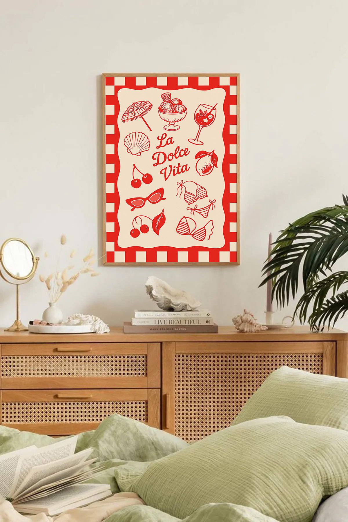 Dekorsiahome Tek Parça Ahşap Çerçeveli Oturma Odası Salon Mutfak Tablo TK0141