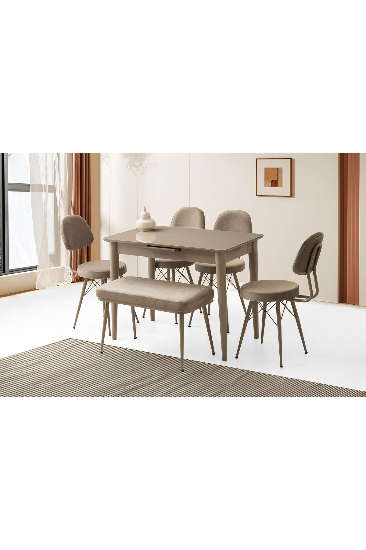Levent Mobilya Aksesuar MADRİD HG BANK TAKIMI, CAPPİCİNO, 100x60