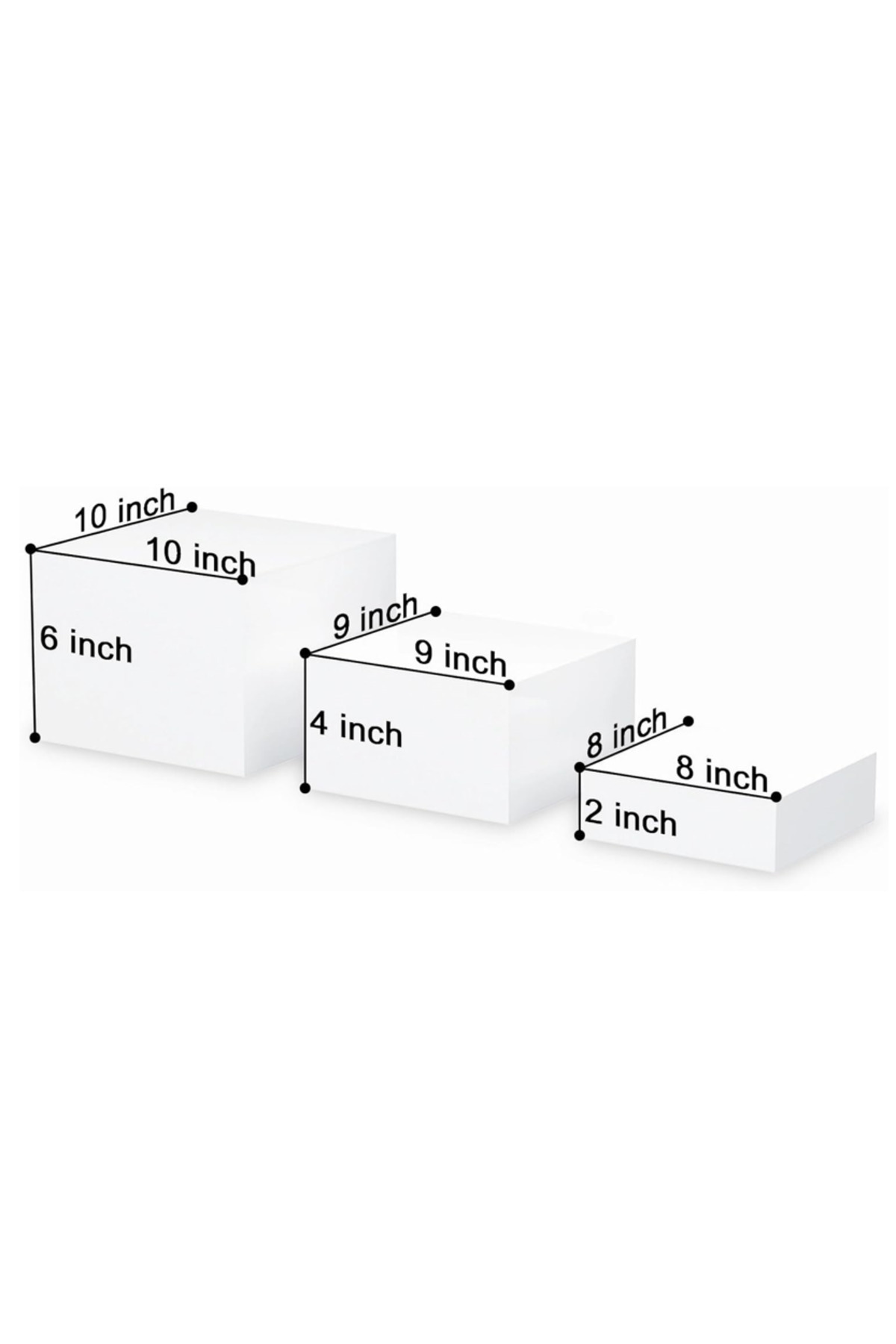 Generic-6PCS Acrylic Cube Nesting Table Risers Display Stand Set with Hollow Bottoms, 8''x9''x10'' 7