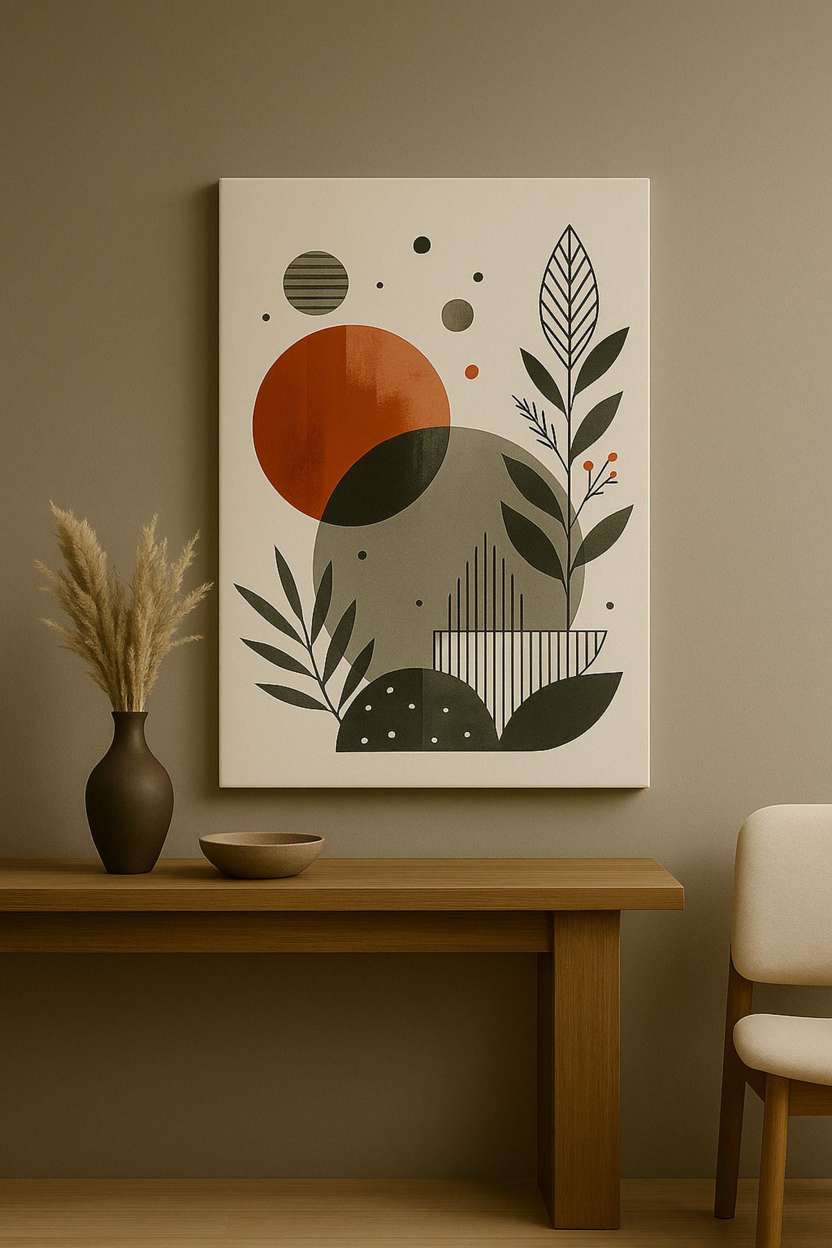 Wabilykke Lyra Mono – Japandi Tarzı Minimalist Kanvas Tablo (50x70 cm)