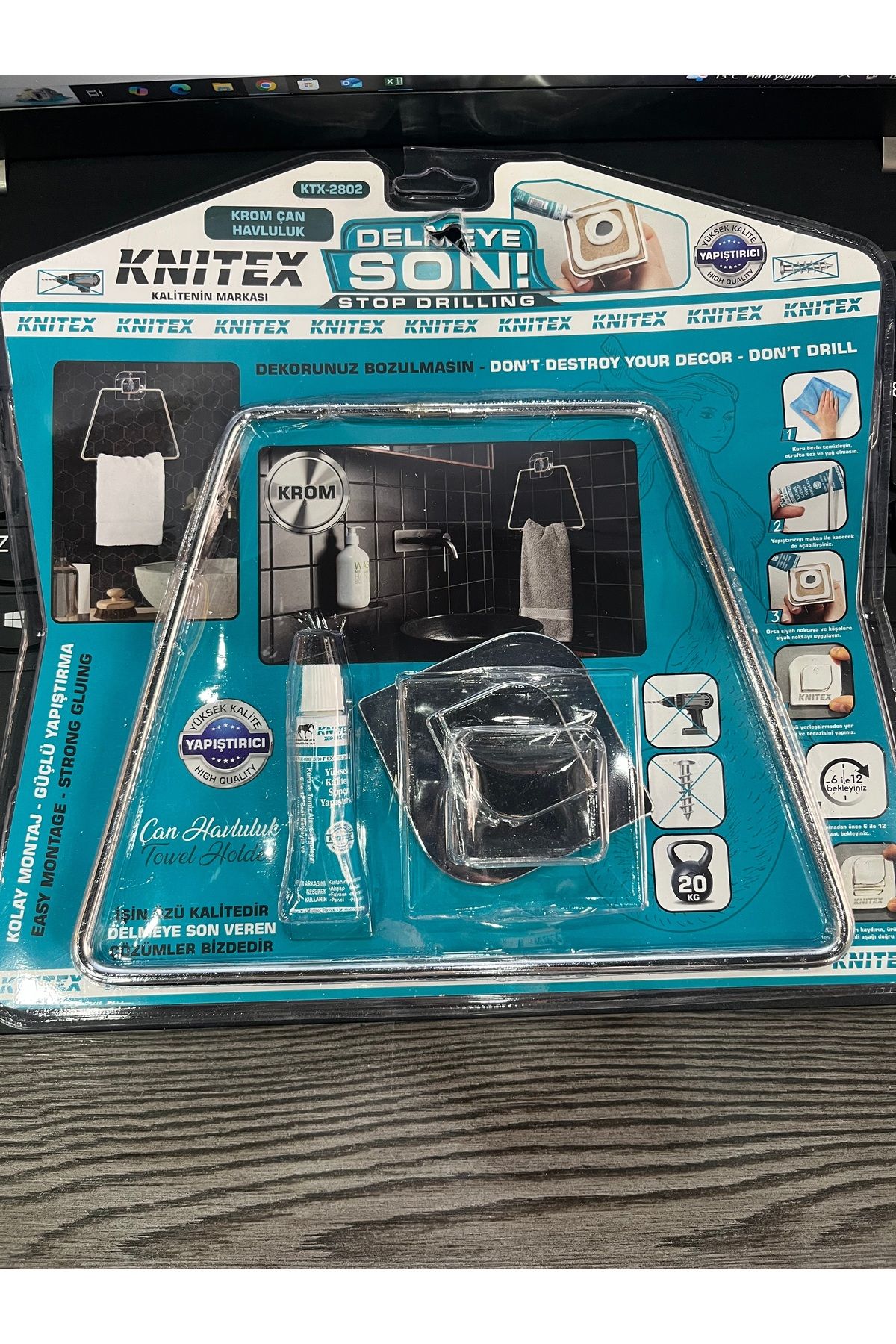 KİNETEX Krom Çan Yapışkanlı Havluluk