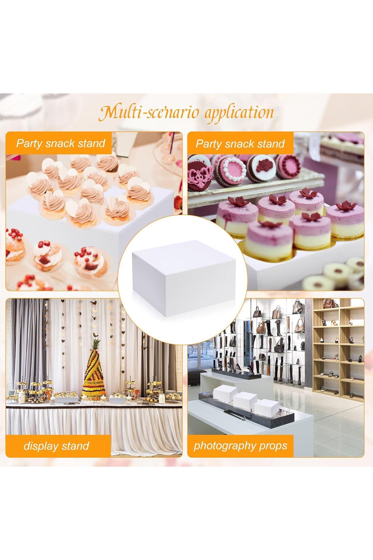 Generic-9 Pcs Acrylic Buffet Risers Display Box Cube Display Riser 5 Sided for Display with Hollow Bottoms 5
