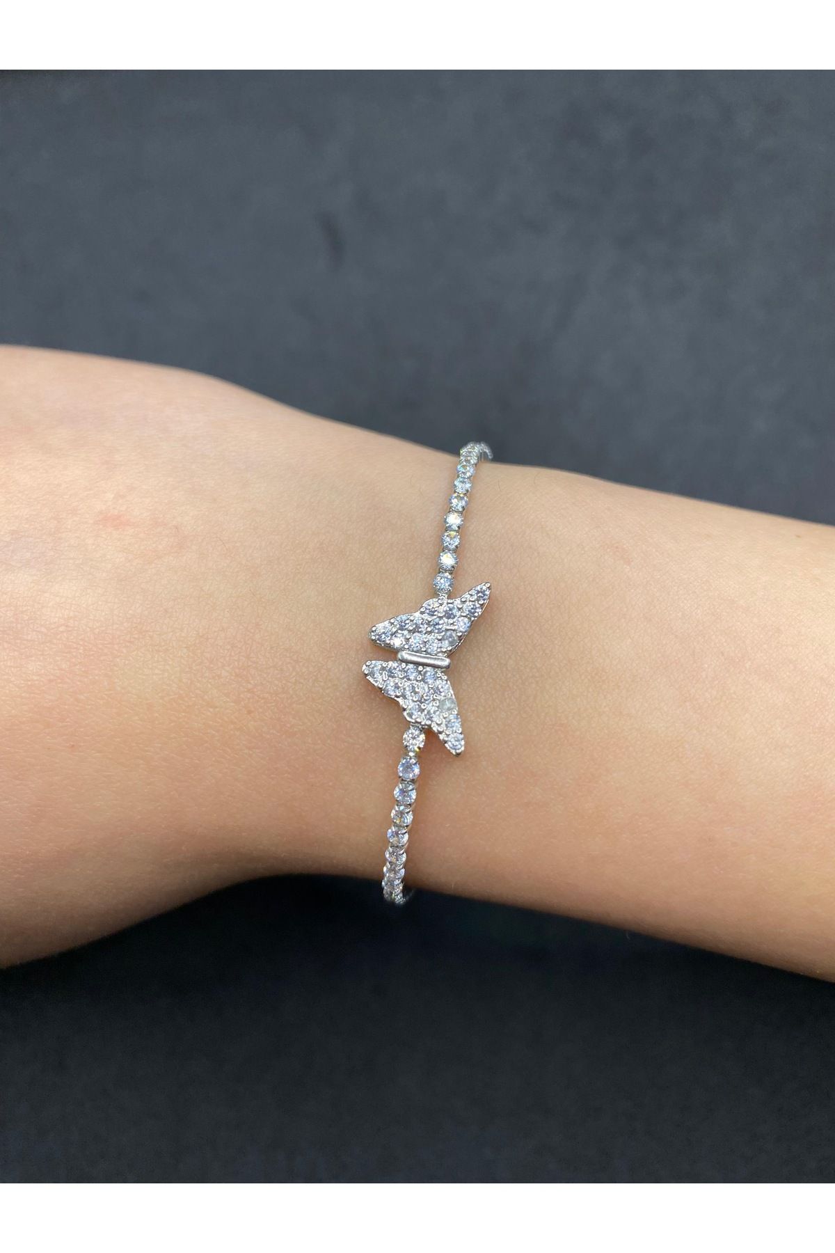 Jiji Jewelery Kelebek Gümüş Renk Paslanmaz Su Yolu Çelik Bileklik