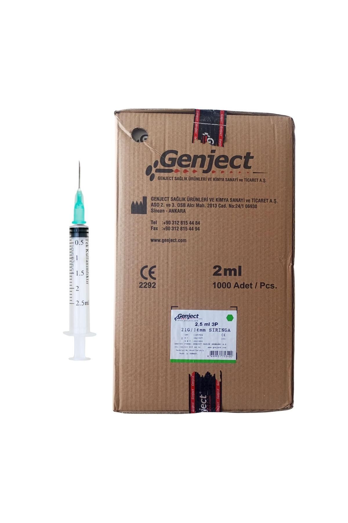 Genject - 2 ML 3PARÇA YEŞİL KISA İĞNELİ ENJEKTÖR VETERİNER - 1000 ADET