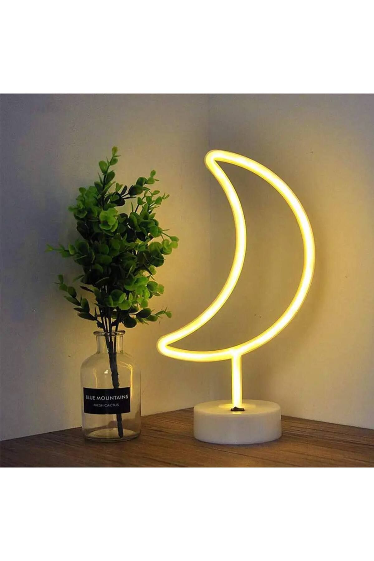 gifted Büyük Boy Usb'li Yarım Ay Neon Led Işıklı Masa Ve Gece Lambası Hilal Dekoratif Aydınlatma