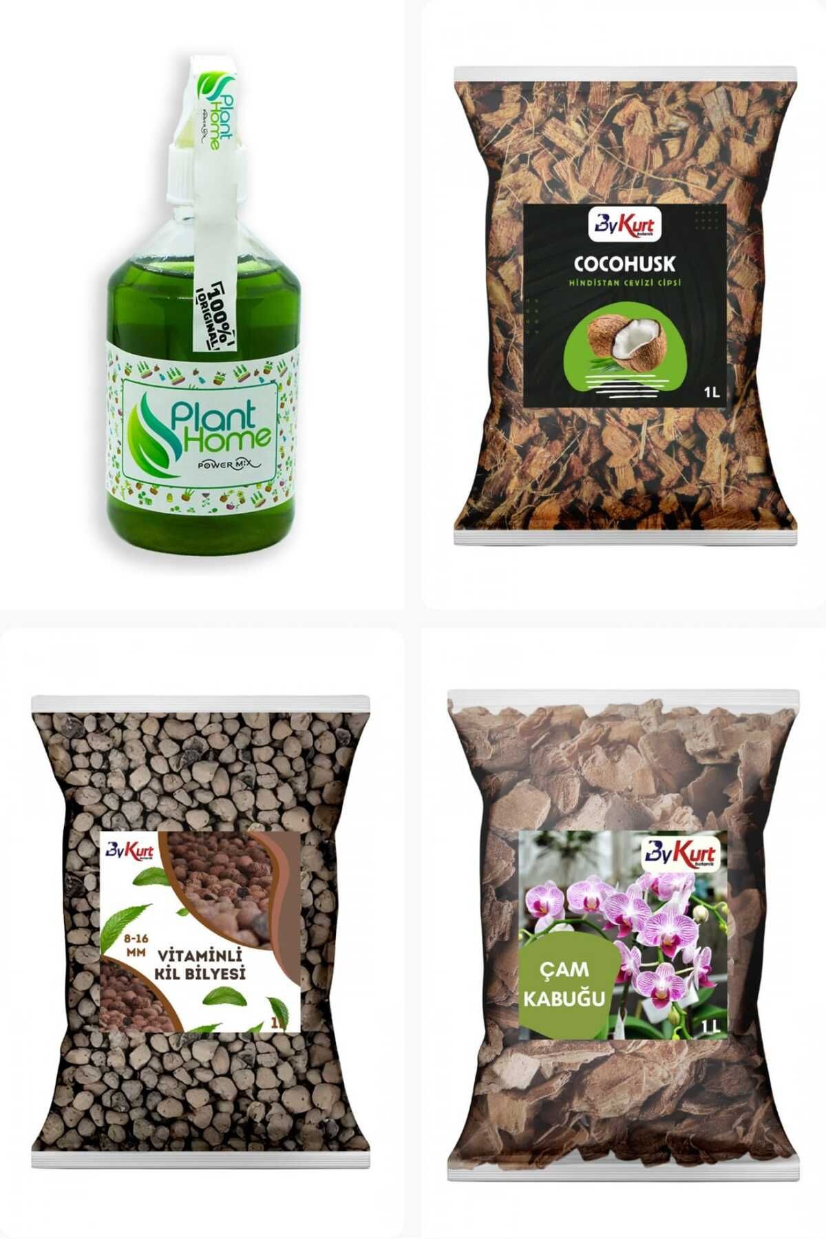 ByKurt Planthome PowerMix Orkide Bakım Seti 4’lü - Çam Kabuğu - Kil Bilyesi - Coco Husk