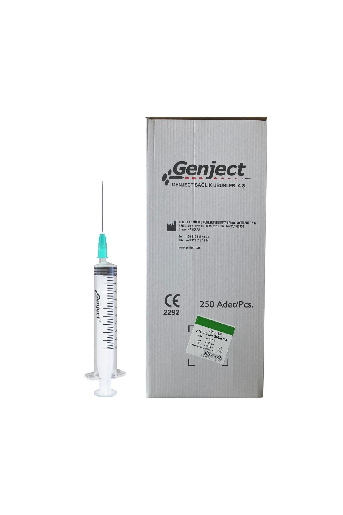 Genject - 10 ML 3PARÇA 21G 0.80X38MM ENJEKTÖR - 250 ADET