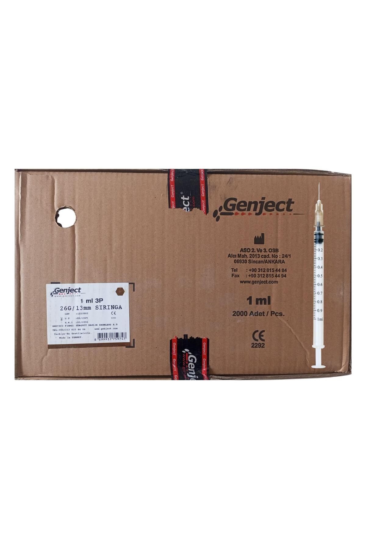 Genject - 1 ML 3P 26G 0.45X13 MM İNSLİN ENJEKTÖRÜ - 2000 ADET