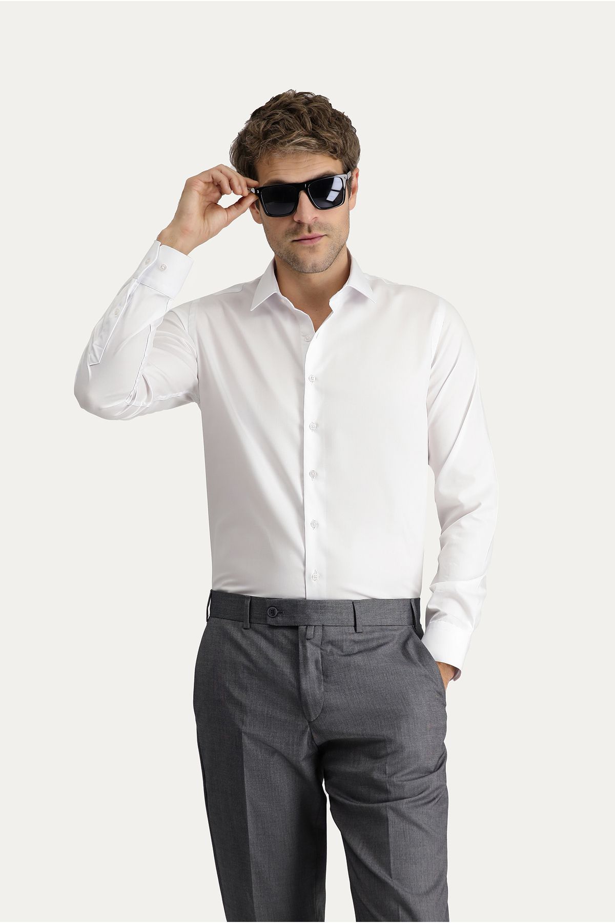 Kiğılı Uzun Kol Slim Fit Dar Kesim Non Iron Klasik Pamuklu Gömlek
