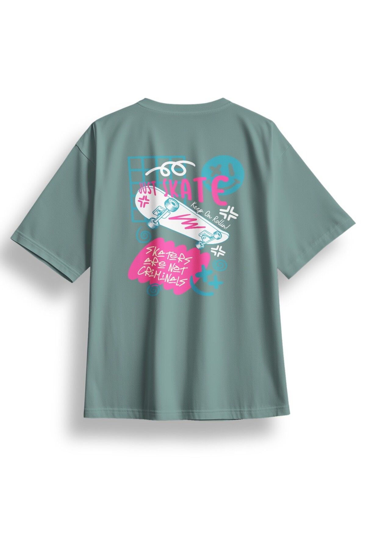 LUMARTA Oversize Just Skate Baskılı Tshirt
