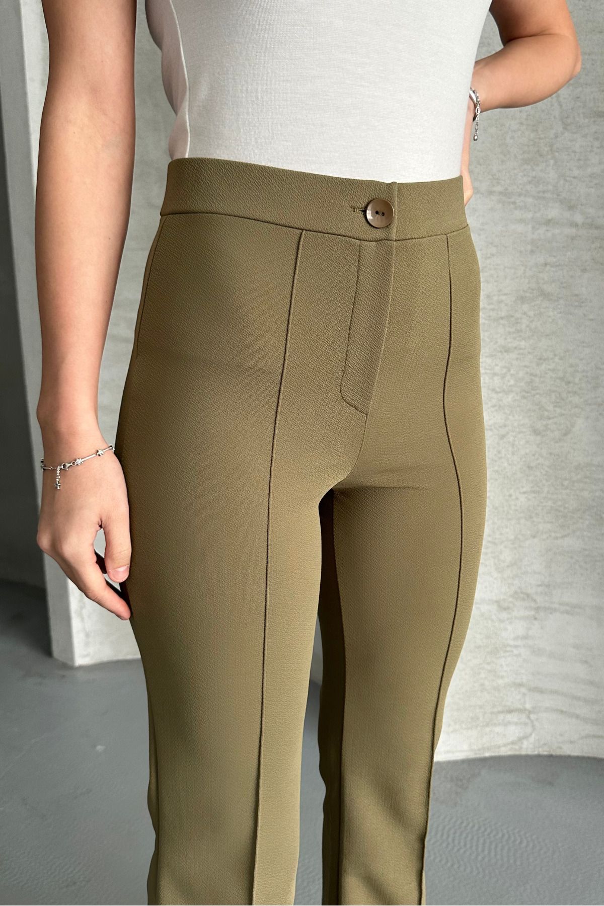 macharel jeans-Pantaloni Palazzo de damă, verde, cu talie înaltă, cu picior evazat 8