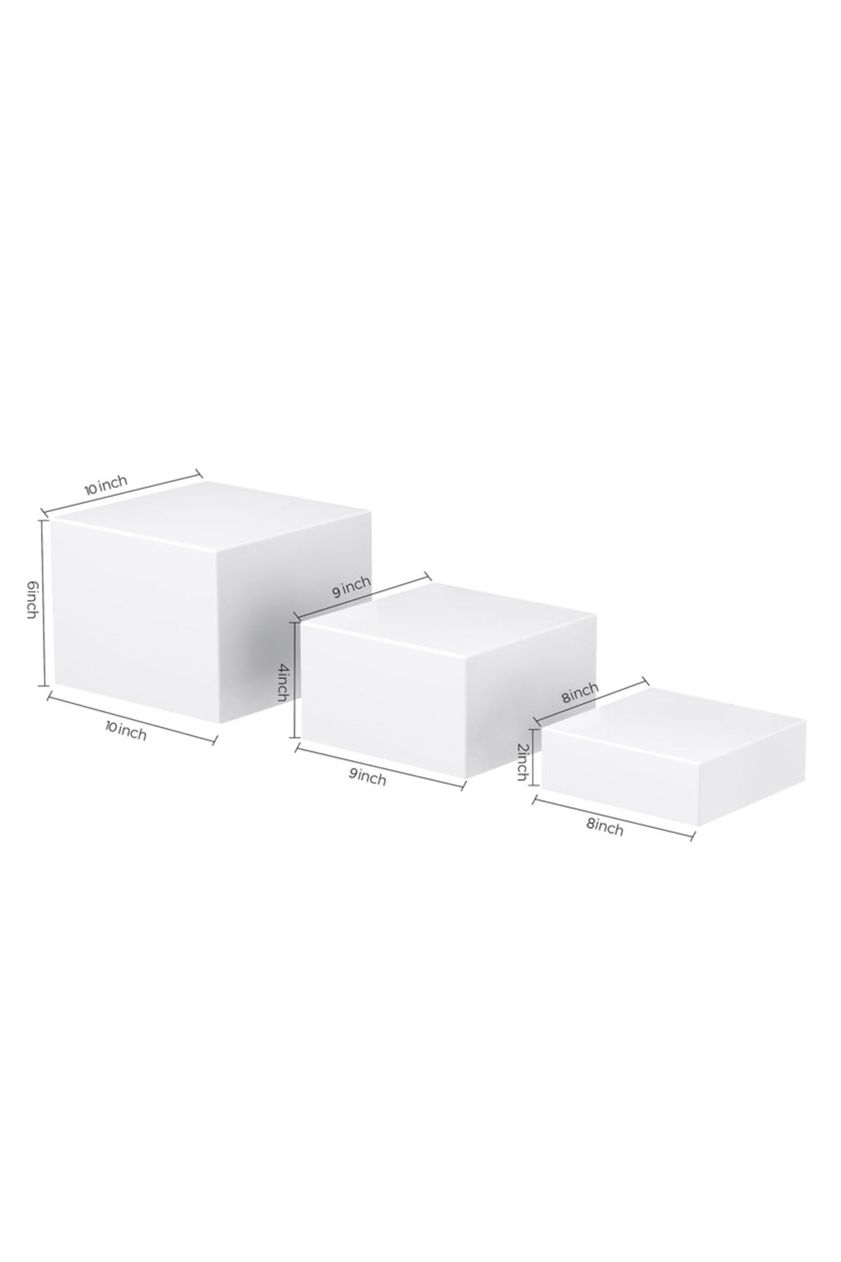Generic-8''x9''x10'', Buffet Table, 6PCS White Acrylic Cube Display Nesting Risers with Hollow Bottoms 7