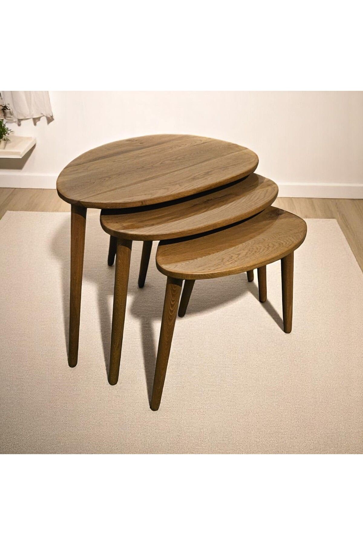 Home agaç zigon sehpa Doğal %100 Ceviz ve Meşe / 3lü Zigon sehpa / Meşe Zigon Zehpa / Ceviz Zigon Sehpa