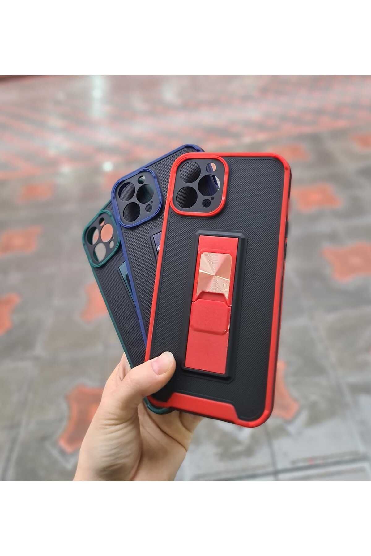 CEP-HANE Apple İphone 12 Pro Max Çift Renkli Katlanır Braket Cep Telefonu Kılıfı Zırh Kılıf