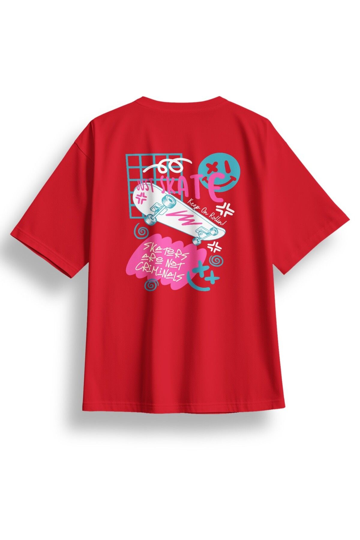 LUMARTA Oversize Just Skate Baskılı Tshirt