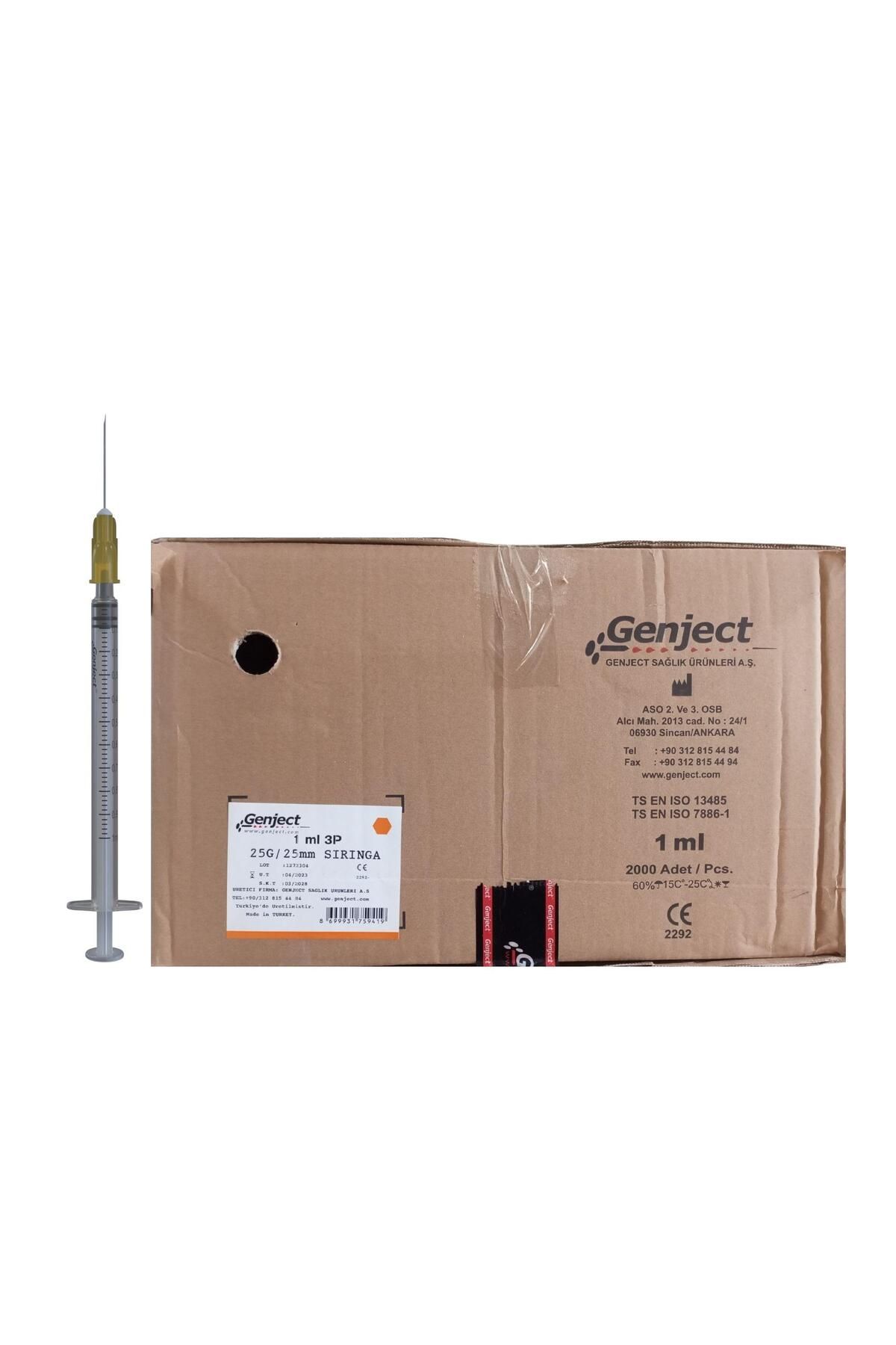 Genject - 1 ML 3P 25G TURUNCU 25MM AŞI İNSLİN ENJEKTÖRÜ - 2000 ADET