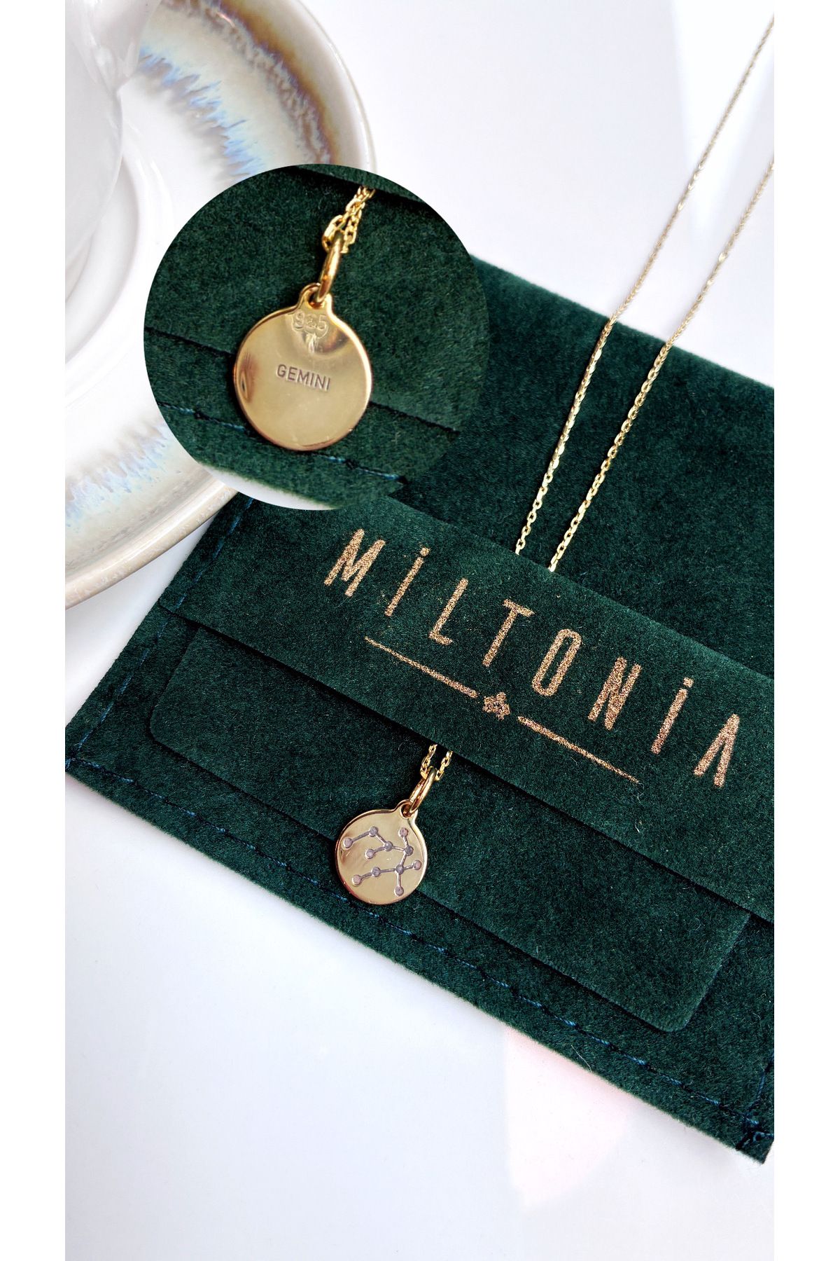 Miltonia 925s İkizler Burcu Yıldız Haritası Gümüş Kolye