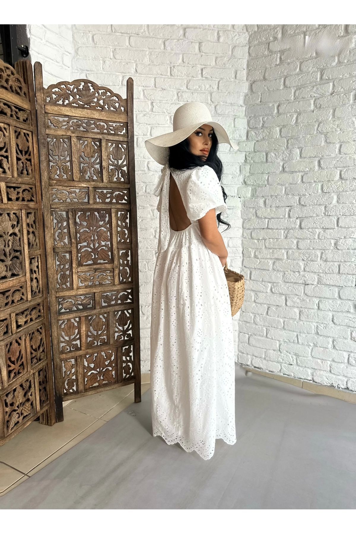 moneta boutique Kadın Karpuz Kol Bel Dekolteli Fisto Uzun Elbise