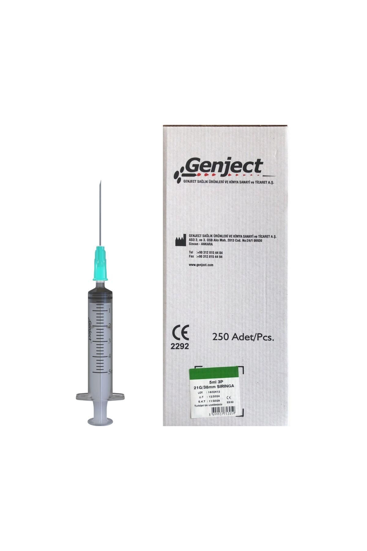Genject - 5 ML 3PARÇA 21G 0.80X38MM ENJEKTÖR - 250 ADET