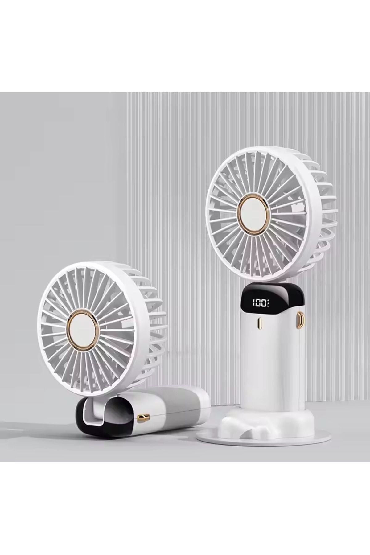Enshall Mini Masa Üstü Ve Asma İpli Vantilatör LCD Ekranlı Taşınabilir Şarjlı Mini Fan