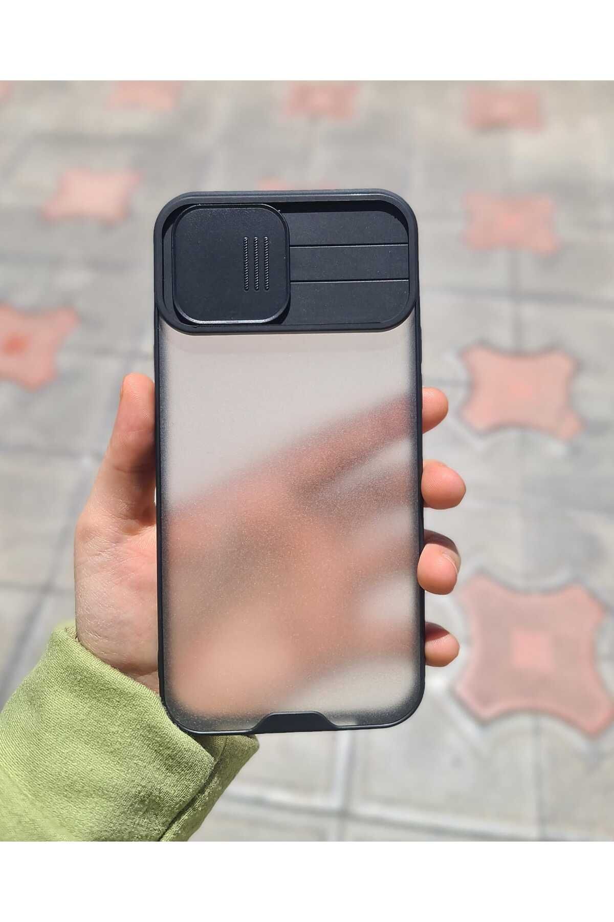 CEP-HANE Apple İphone 12 Pro Max Uyumlu Kılıf Kamera Kapaklı Lens Korumalı Mat Arka Kenarları Renkli Kılıf