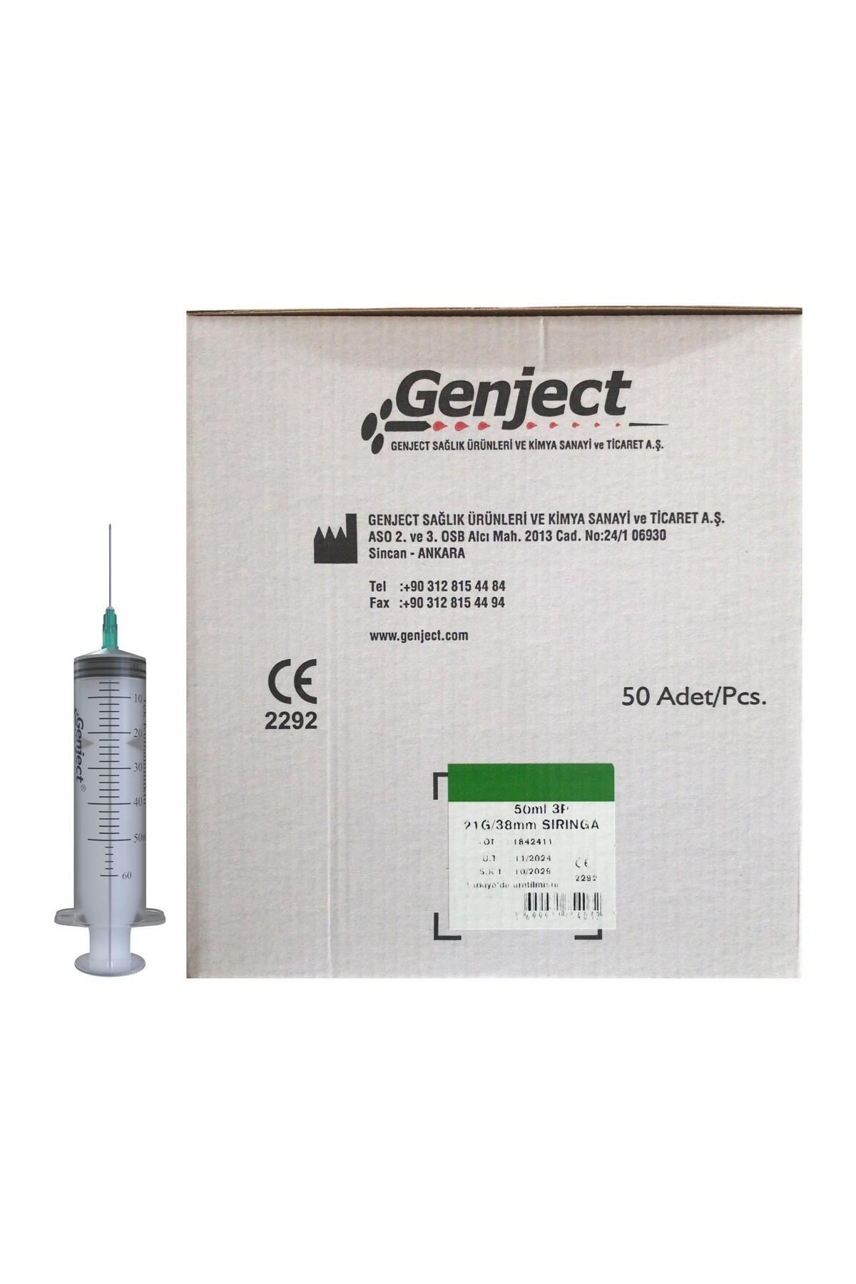 Genject - 50 ML 3PARÇA 21G 0.80X38MM ENJEKTÖR - 50 ADET