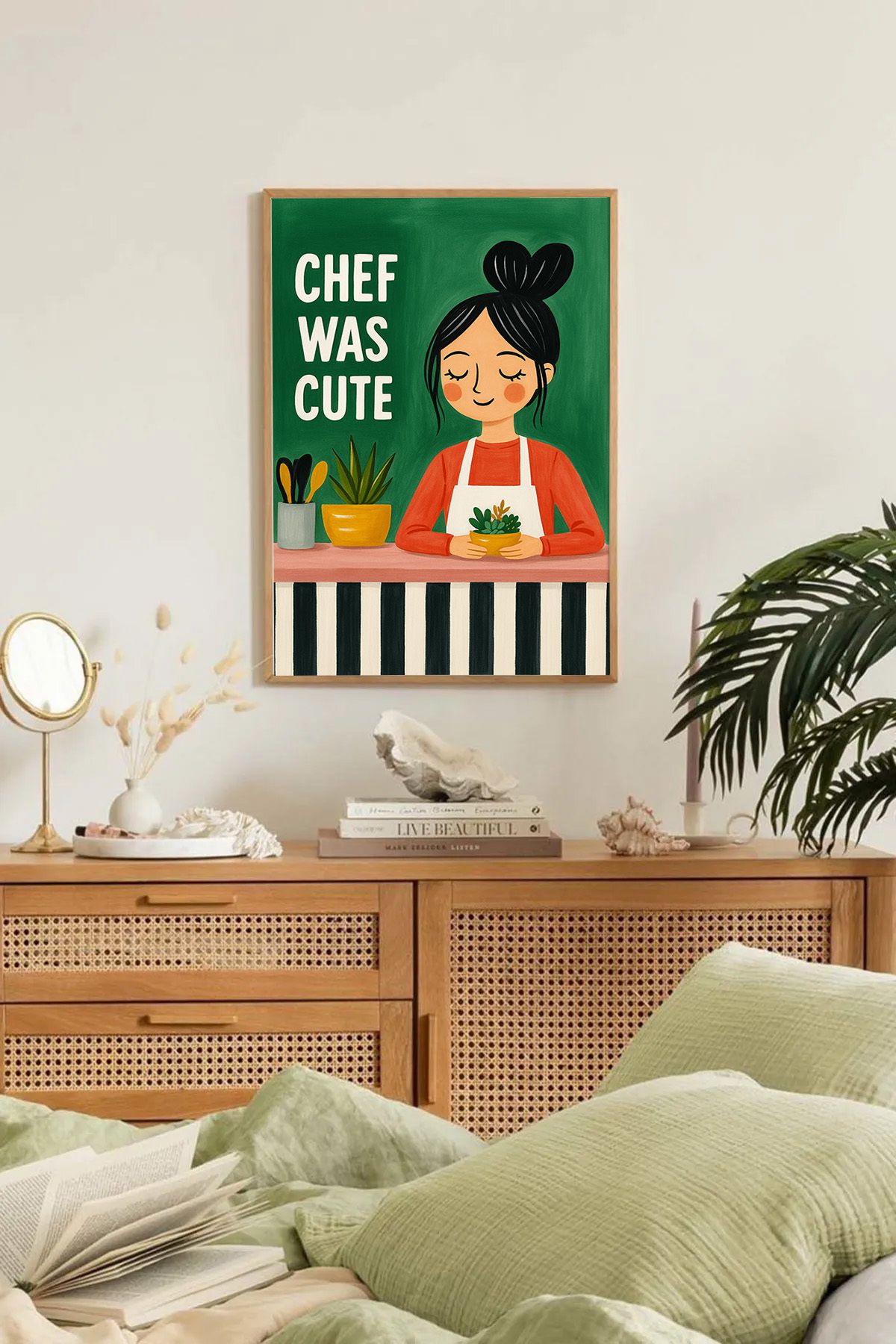 Dekorsiahome Tek Parça Ahşap Çerçeveli Oturma Odası Salon Mutfak Tablo TK0157