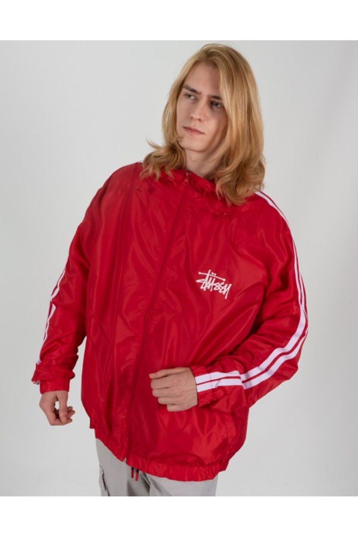 Stussy-Street Style Red Men's Jacket Raincoat Pg1073Kz 8