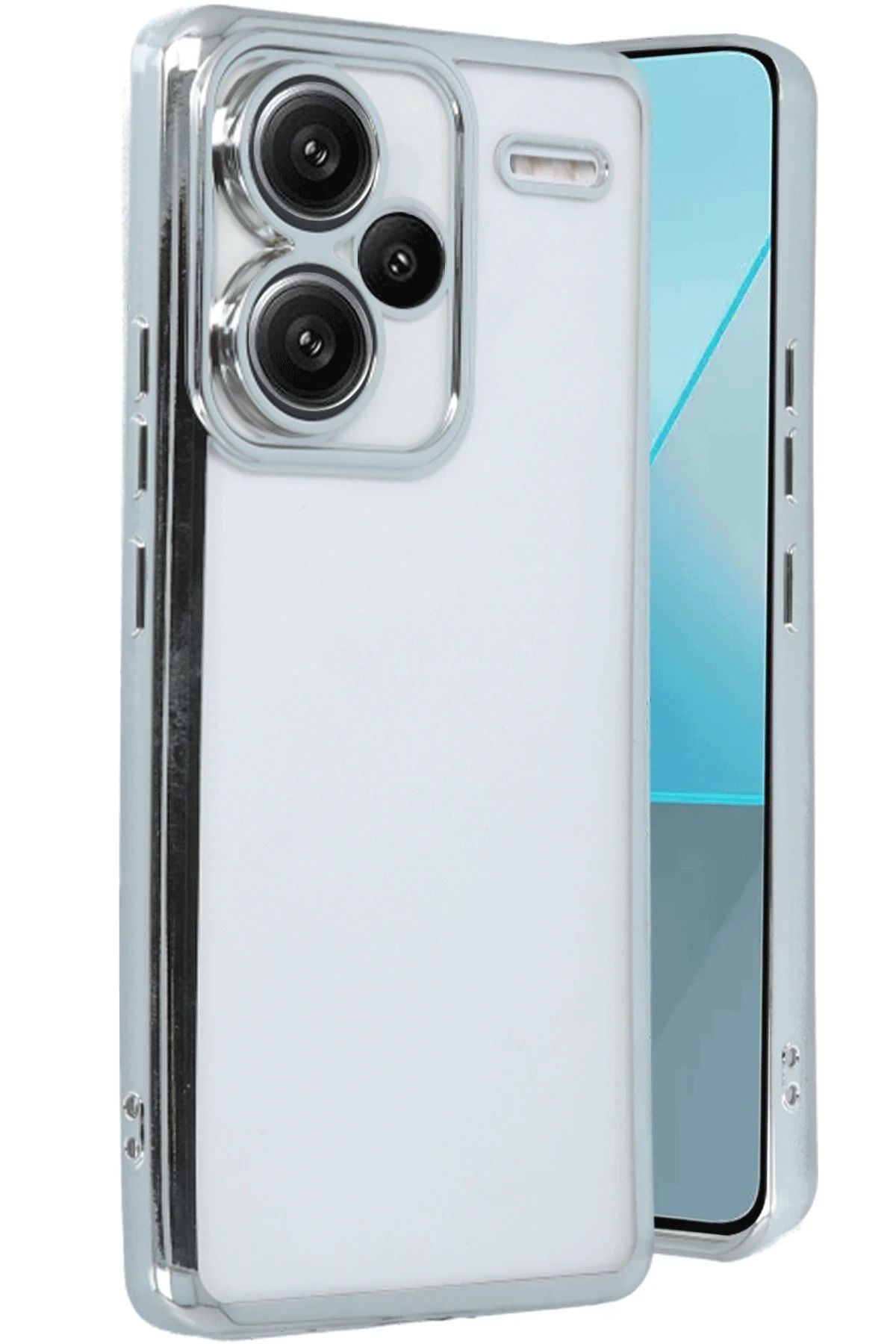 NewFace Xiaomi Redmi Note 13 Pro Plus Kılıf Lensli Silikon - Gümüş JOJUA