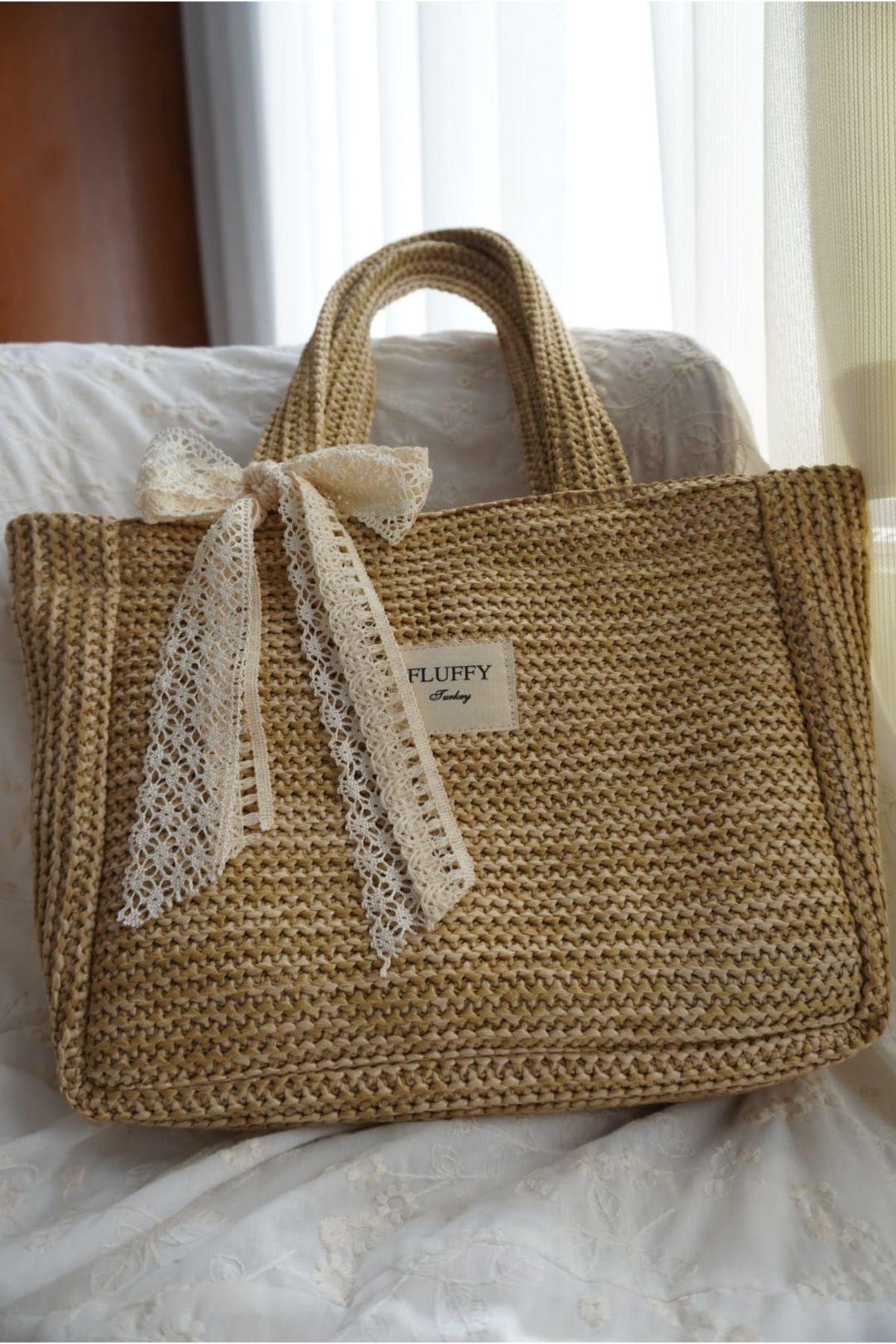 MUTE BAG Hasır çanta Yazlık hasır çanta Victoria kadın hasır kol / omuz çantası (25*28 Sap 50 cm)