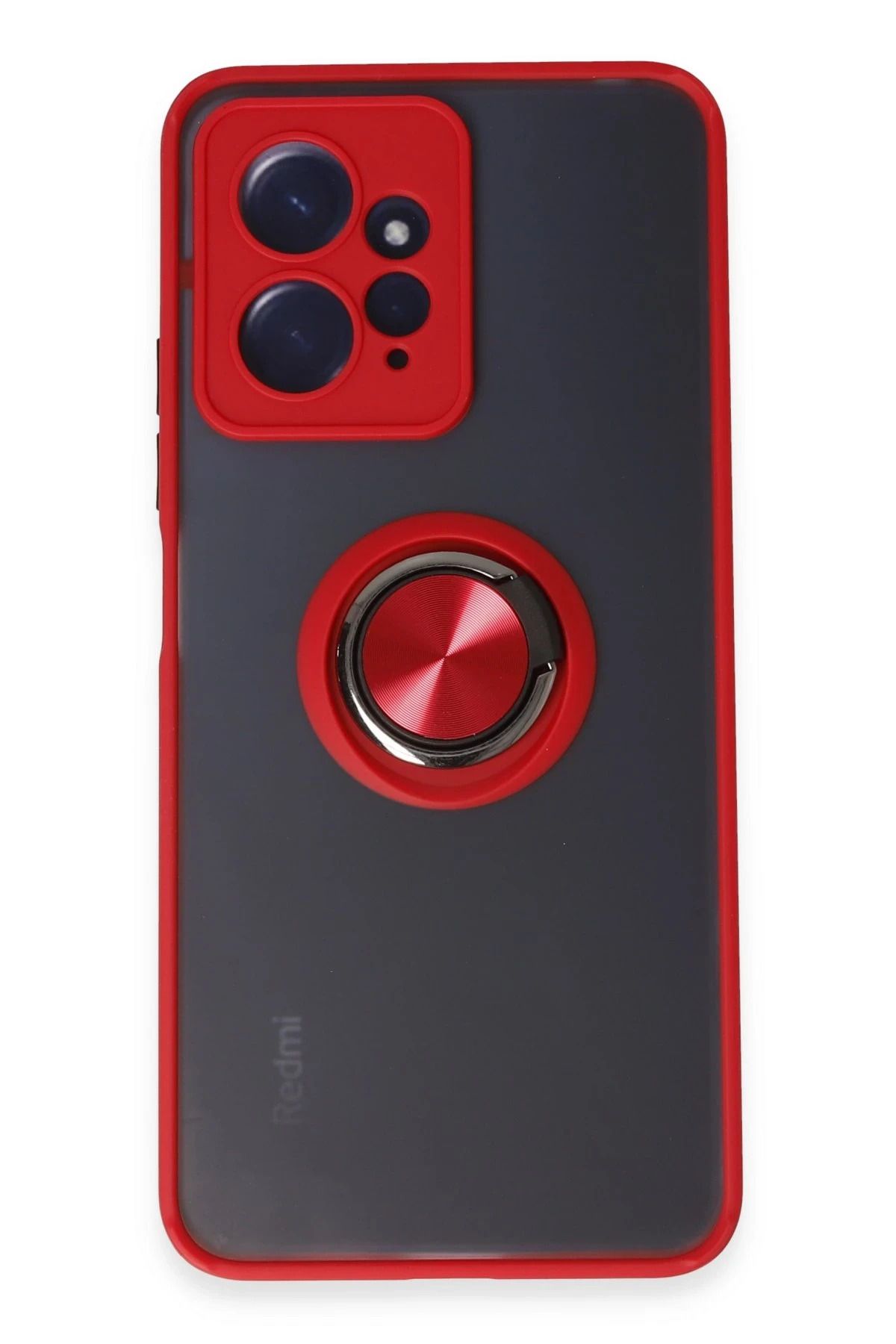 NewFace Xiaomi Redmi Note 12 4G Kılıf Montreal Yüzüklü Silikon Kapak - Kırmızı FERRG