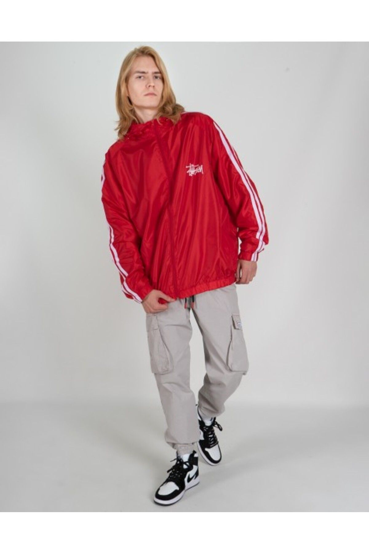 Stussy-Street Style Red Men's Jacket Raincoat Pg1073Kz 7