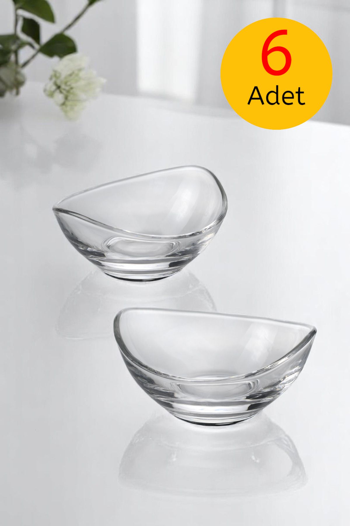 TrendDeco 6’lı Cam Oval Model Kase Seti - Kahvaltılık Çerezlik Kase