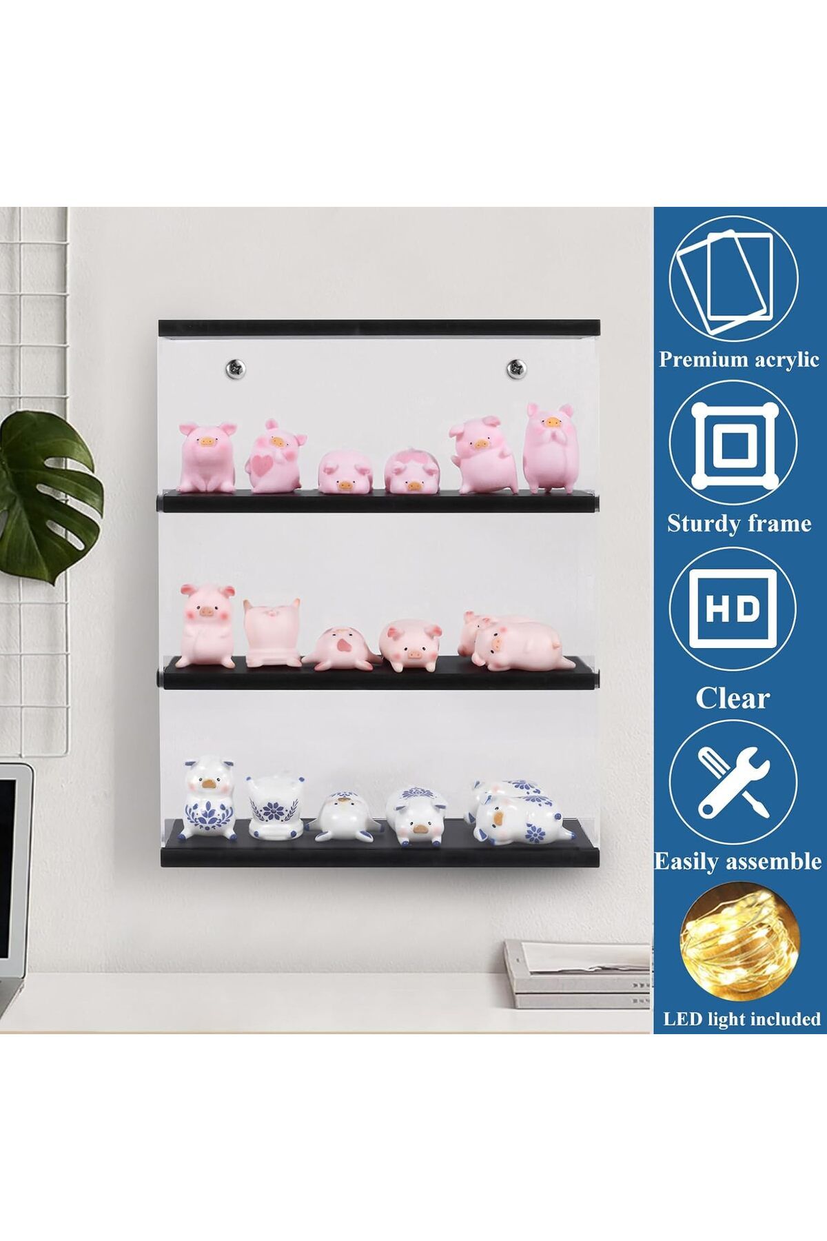 Generic-Acrylic Display Case, Shelves Clear Floating Wall Shelf Display (11.8"L x 3.3"W x 14.8"H) 4