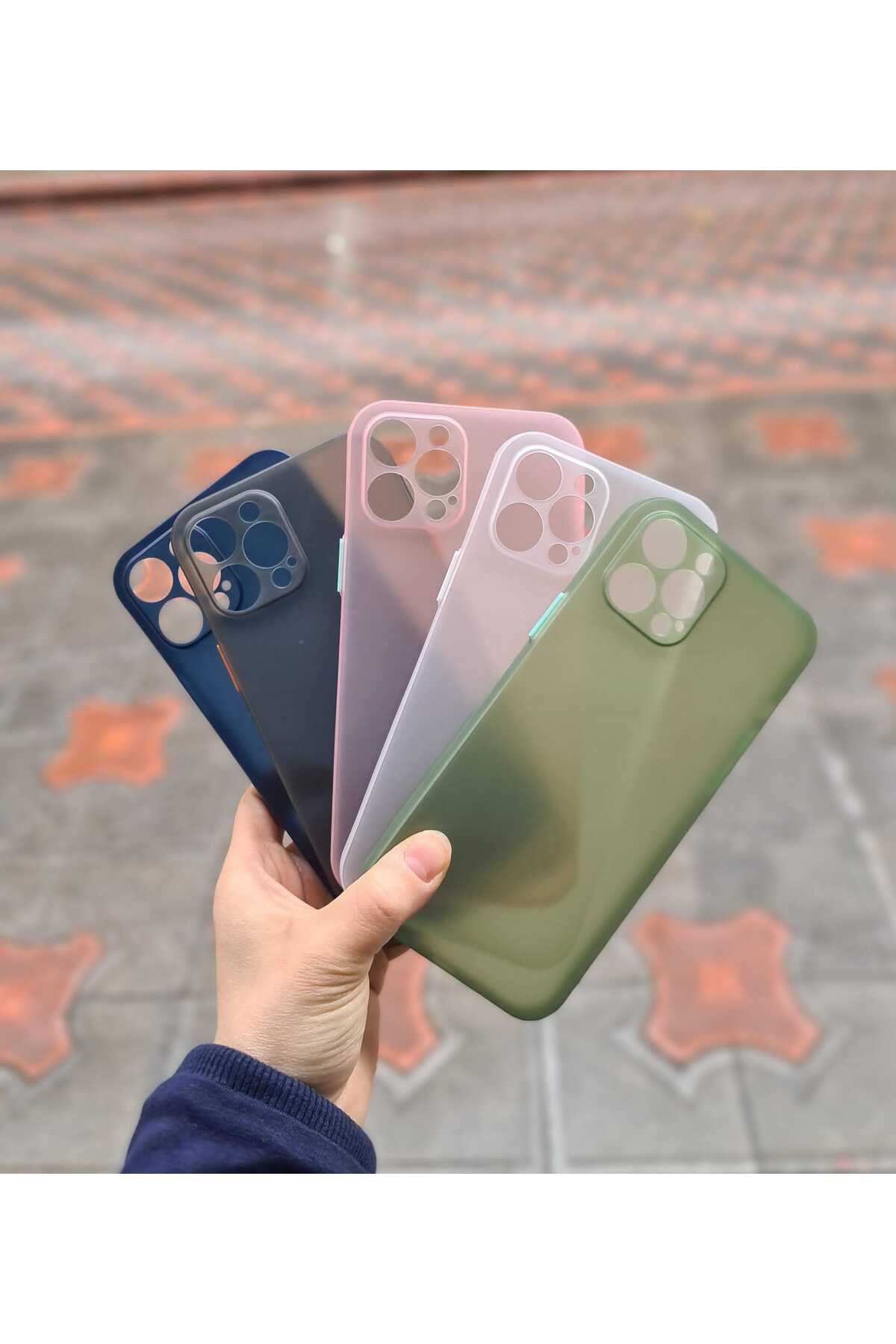 CEP-HANE Apple İphone 12 Pro Max Yan Tuşlar Renkli Şeffaf Kılıf