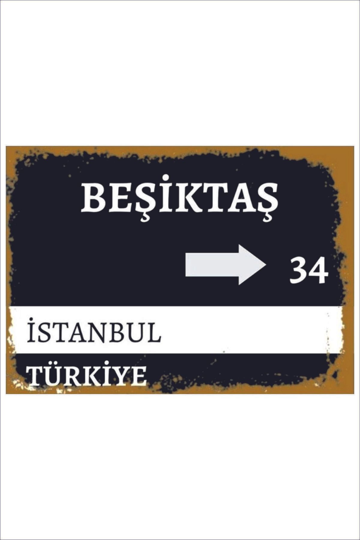 Yeni Yıldız Reklam Retro Beşiktaş Istanbul 34 Vintage 20x30 Tablo