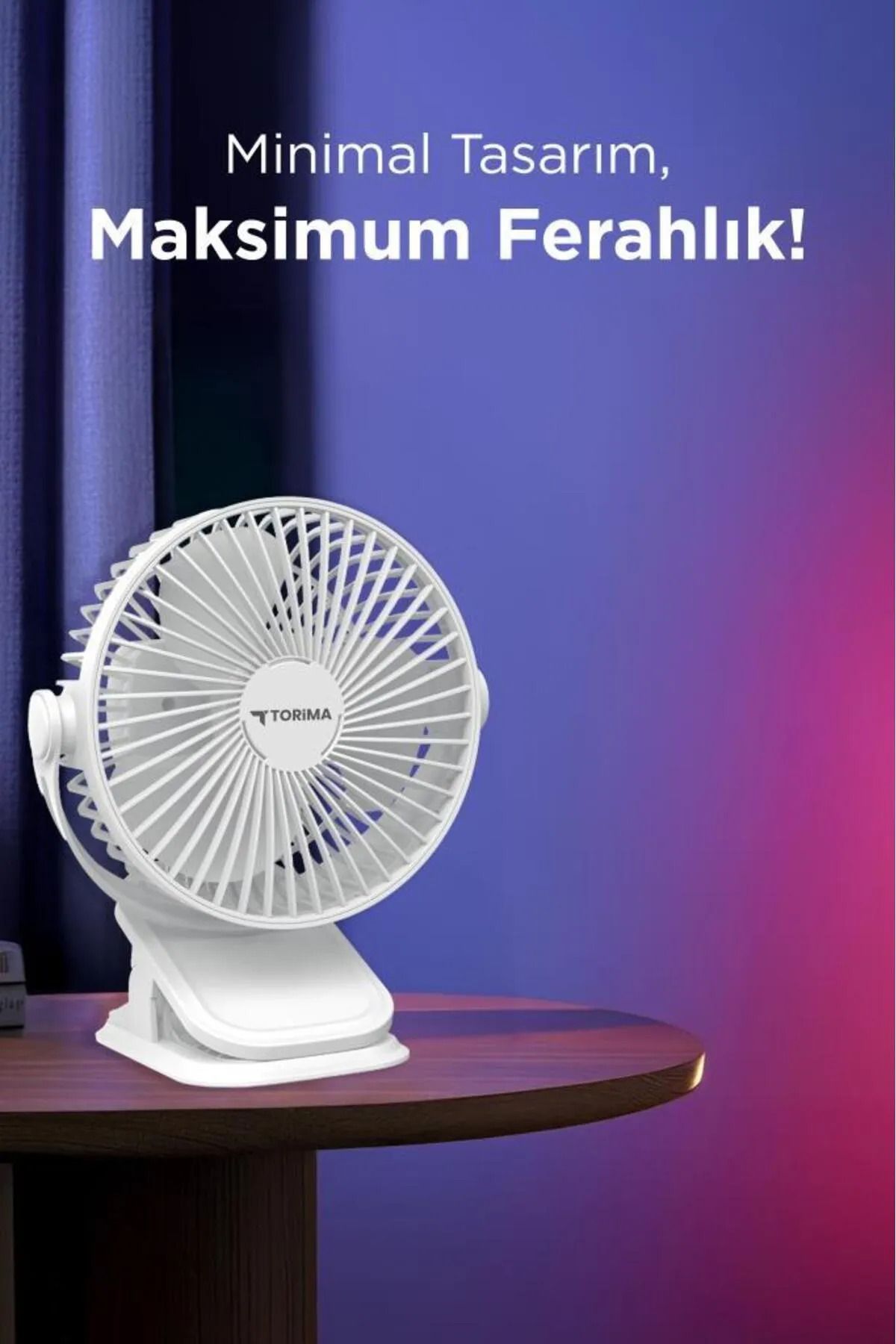 SNEXPRES Masaüstü Şarjlı Klipsli 360 Derece Dönen Portatif Fan Vantilatör Şarjlı Klipsli Soğutucu
