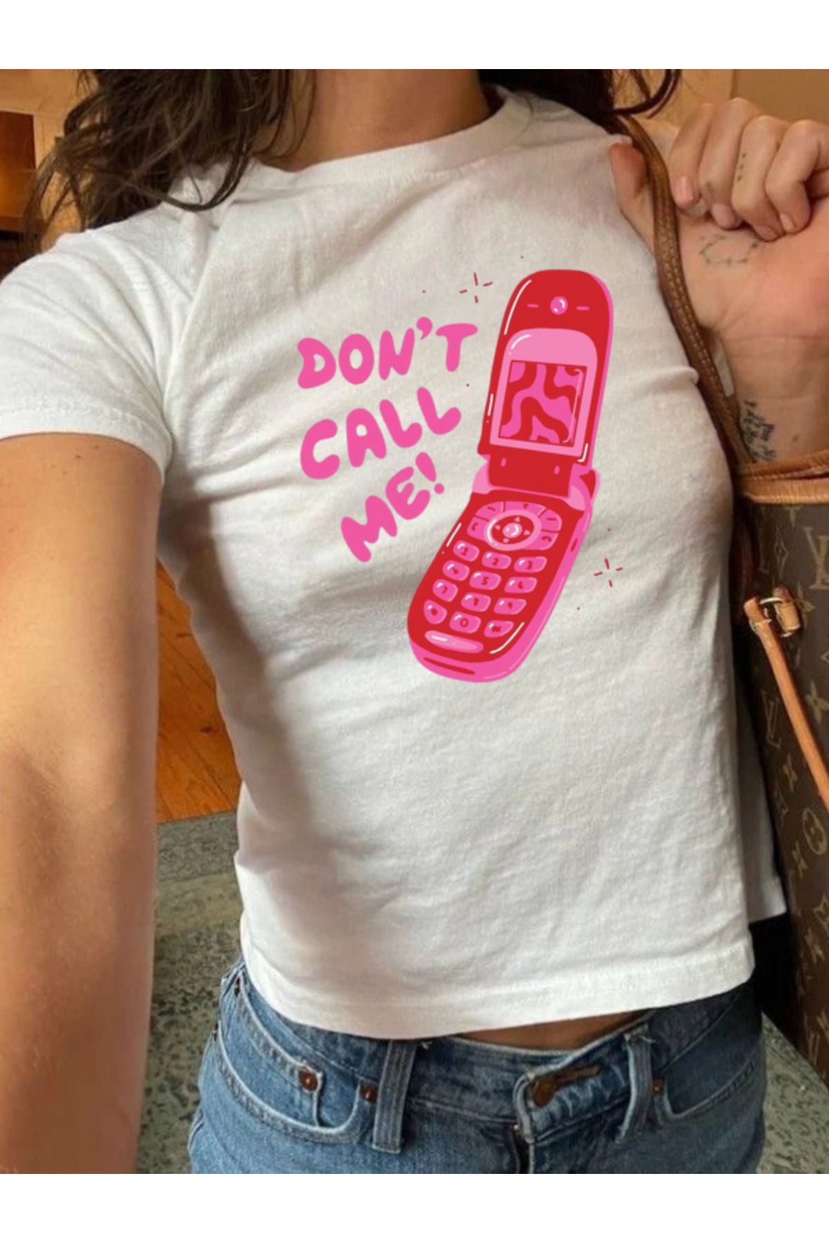 DEEFWEAR DREICH DON'T CALL ME BASKILI BEYAZ CROP