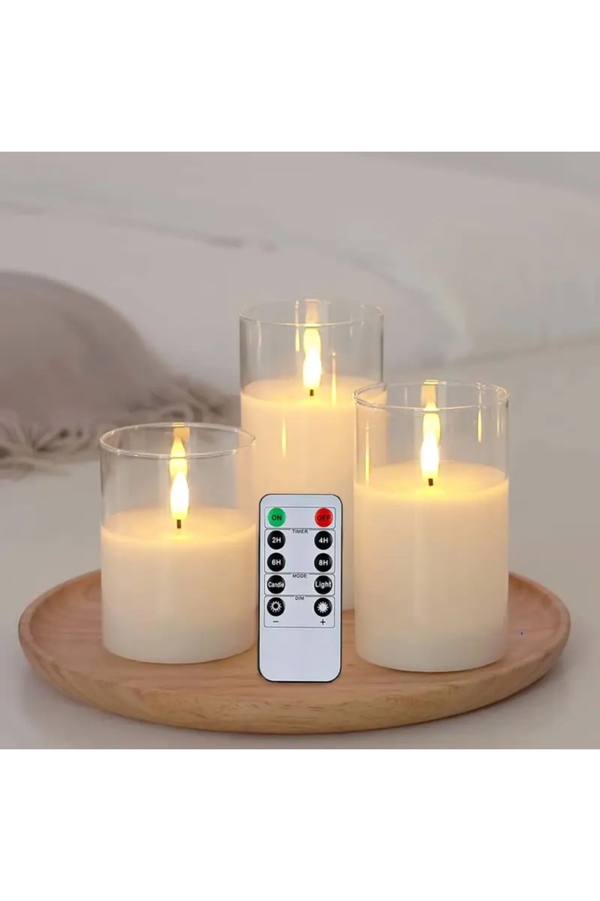 bliss store Alevsiz led mum 3 parça uzaktan kumandalı mum seti